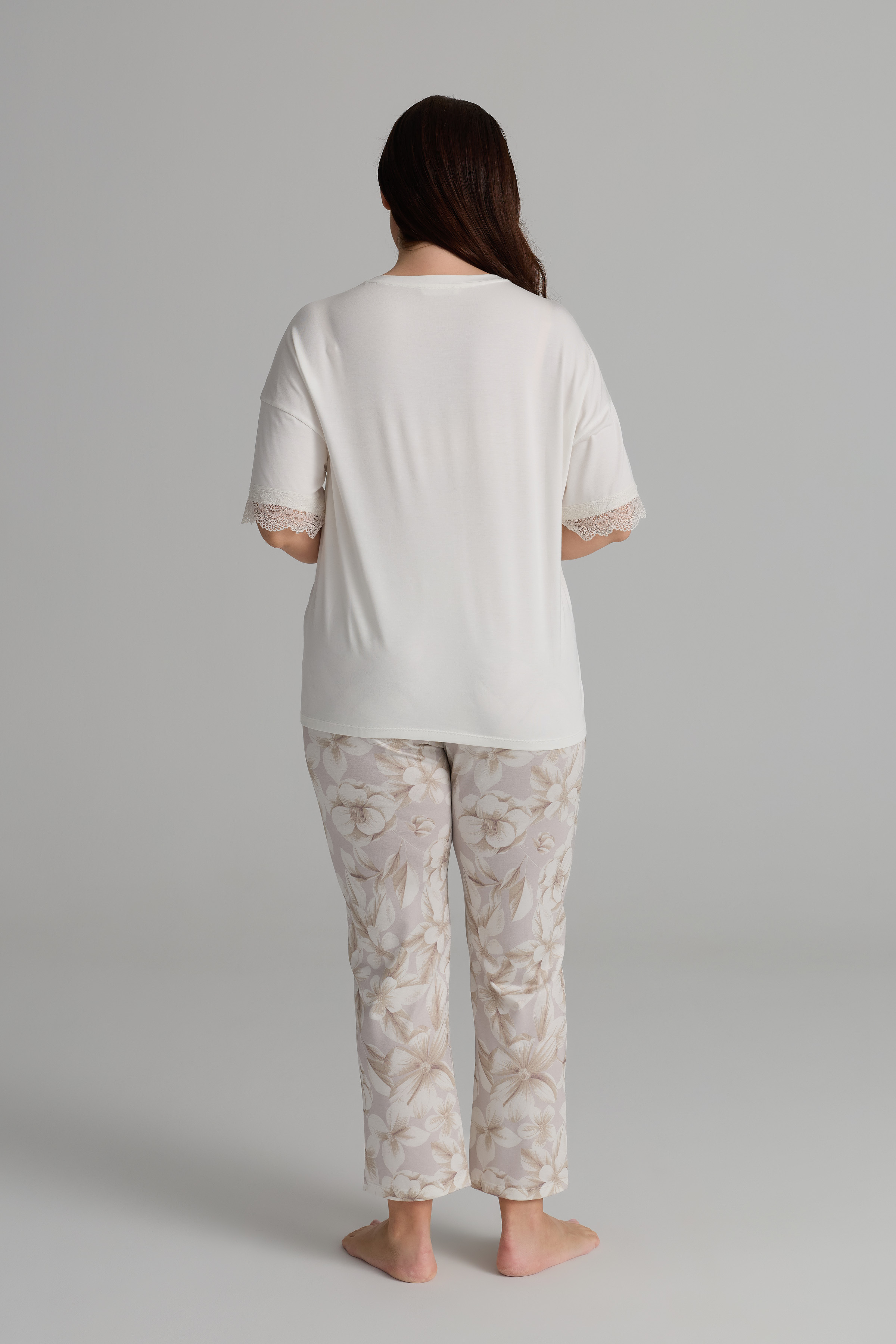 Kadın Plus Size Viskon Kısa Kollu Düğmeli Pijama Üstü