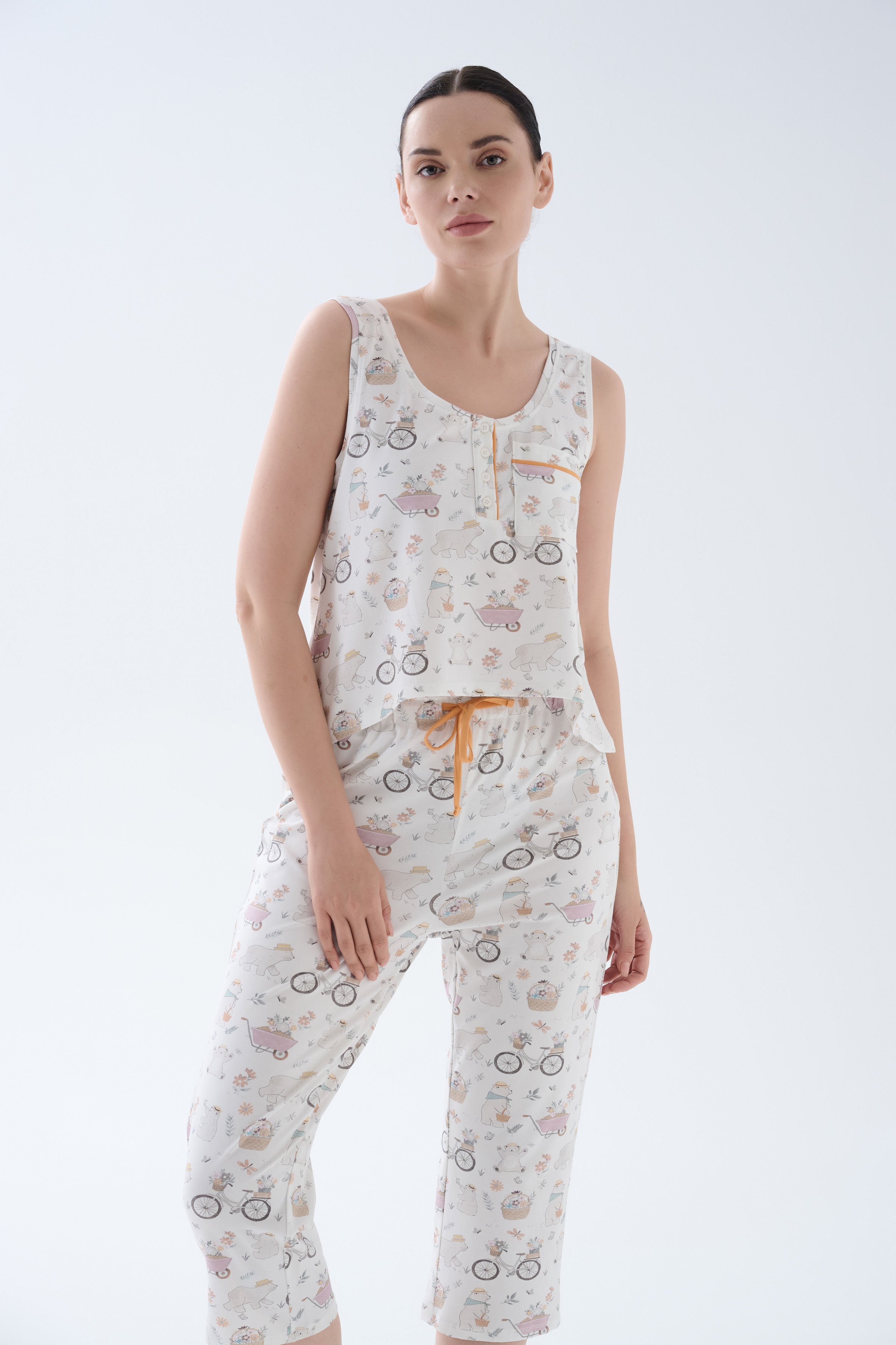 Kadın Pamuklu Atlet Pijama Üstü