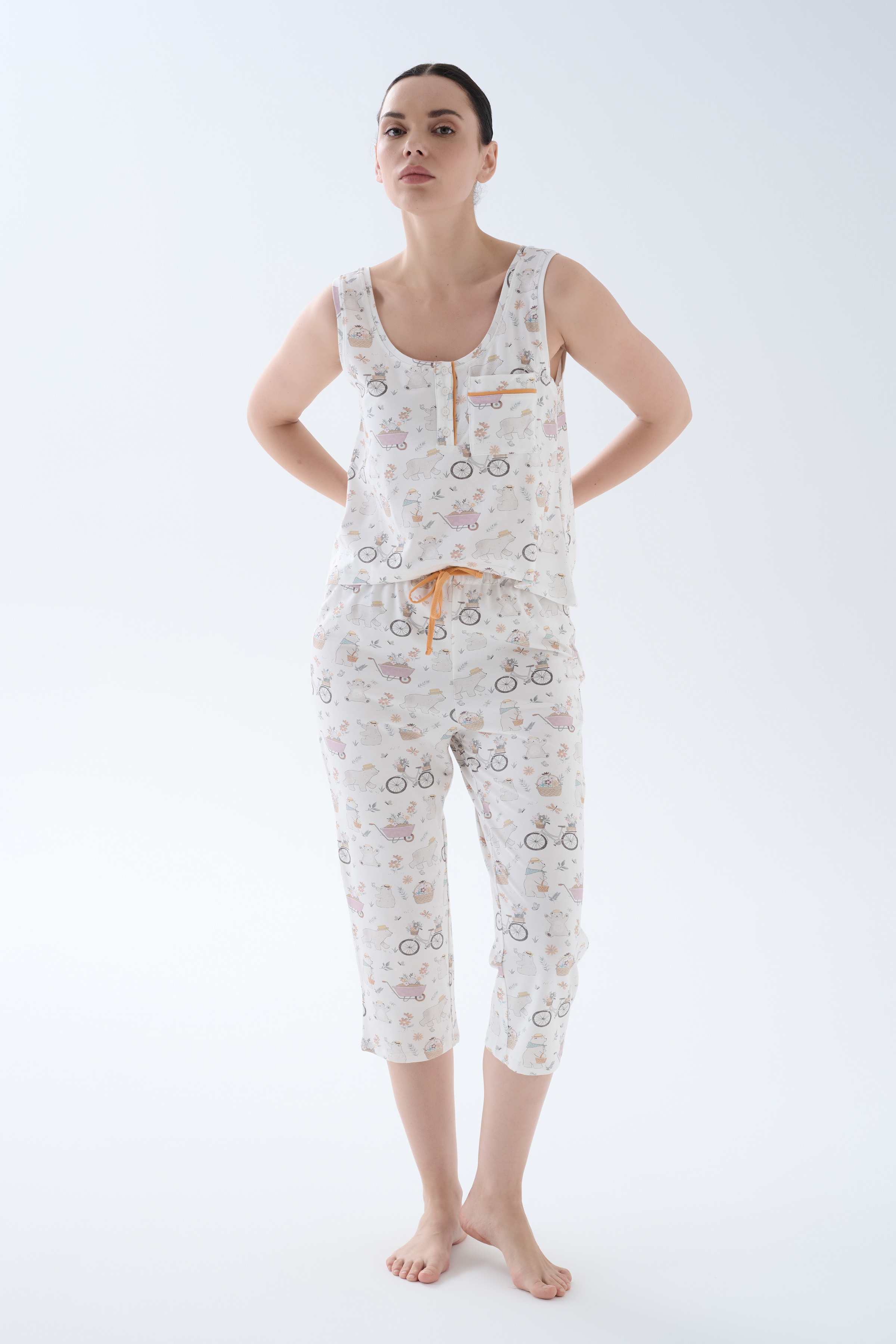 Kadın Pamuklu Kapri Pijama Altı