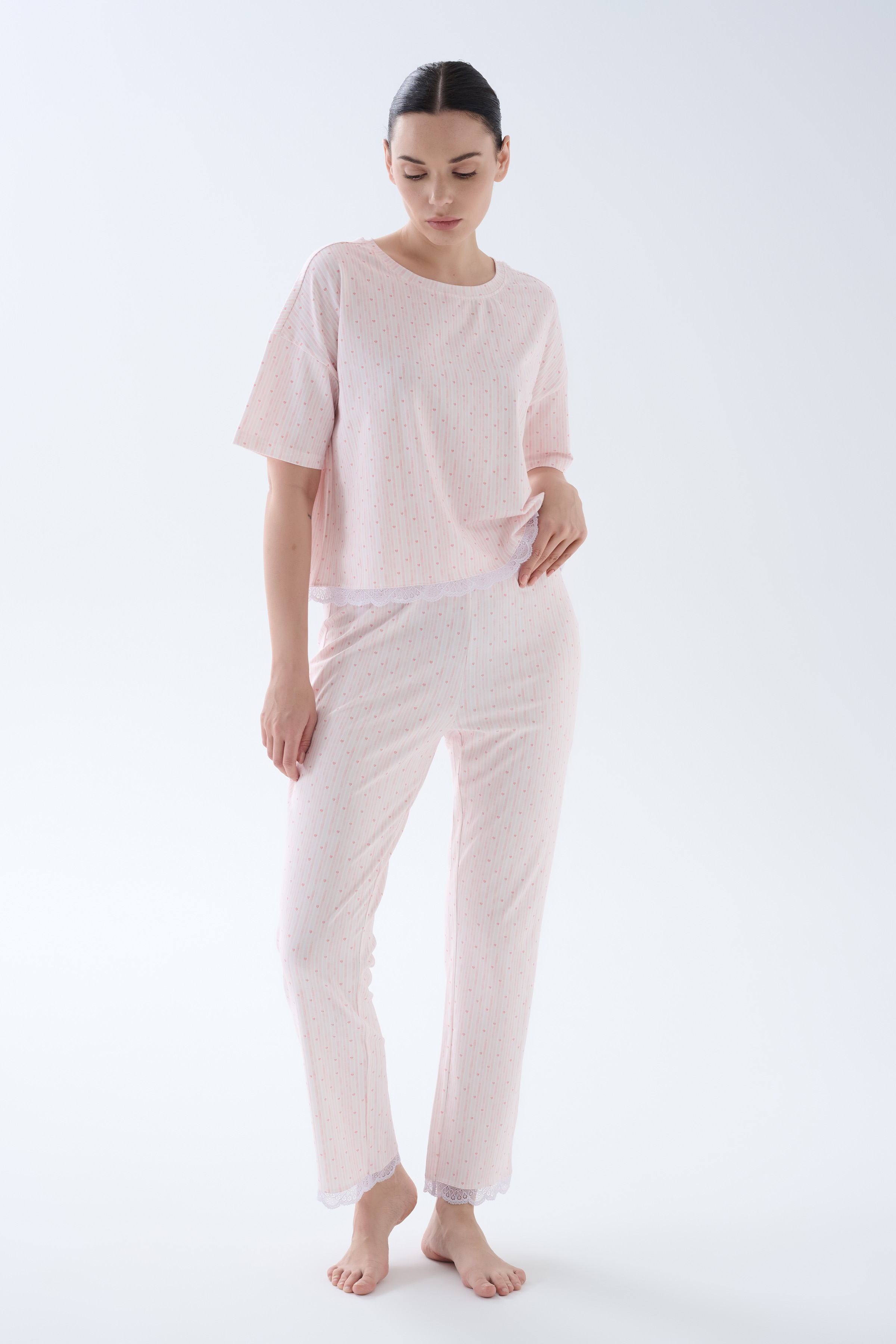 Kadın Pamuklu Dantel Detaylı Uzun Pijama Altı