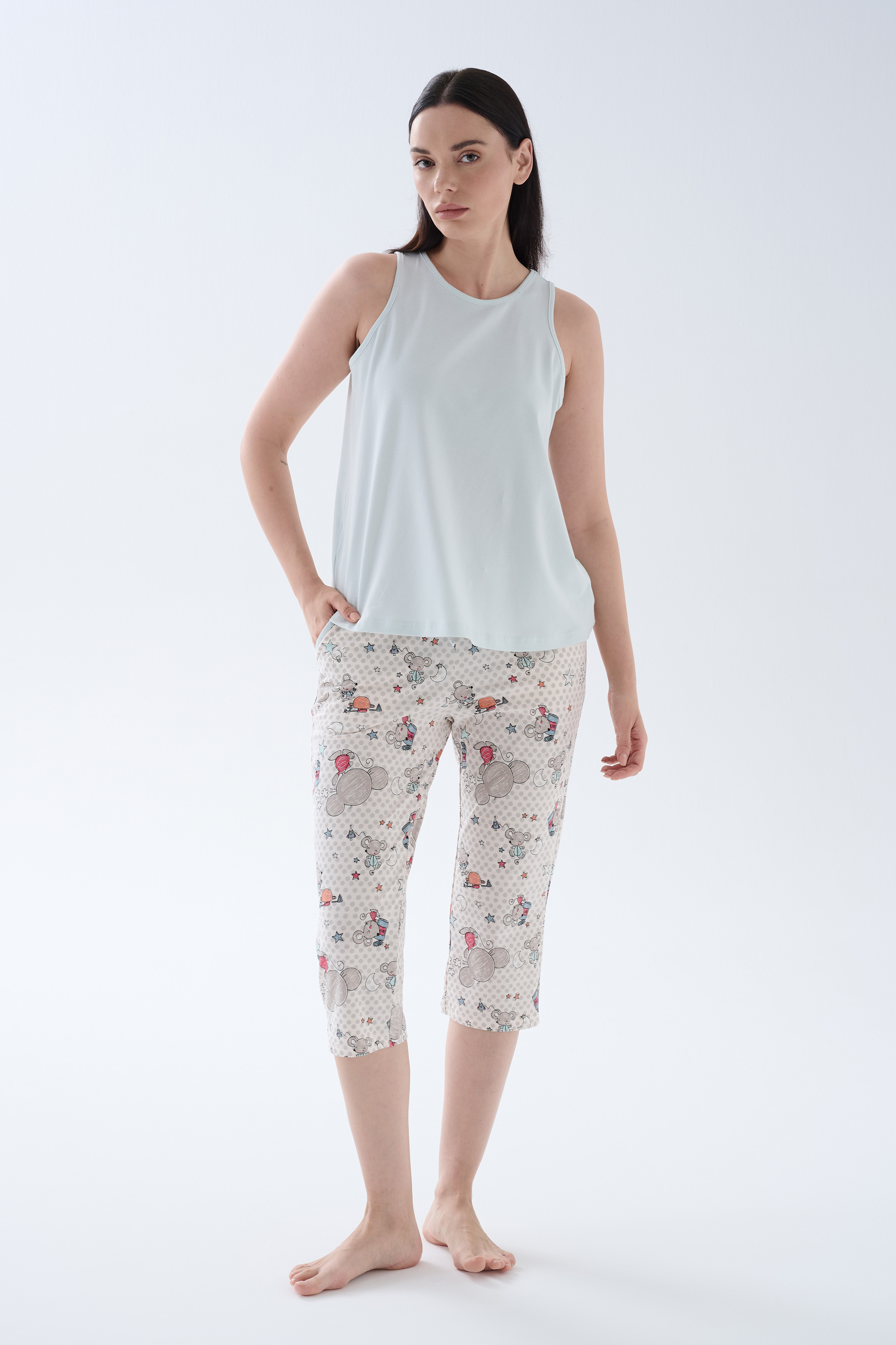 Kadın Pamuklu Kapri Pijama Altı