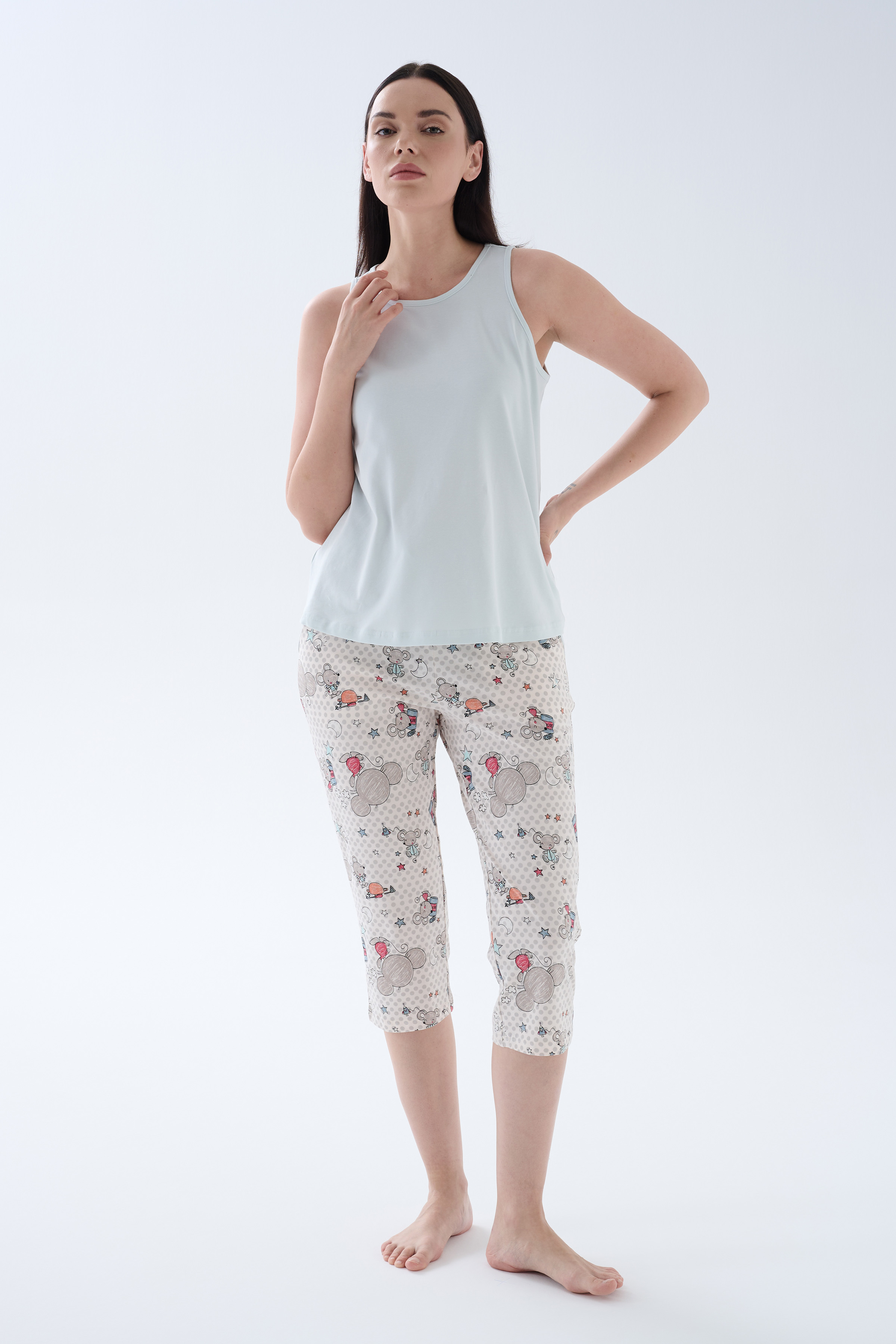 Kadın Pamuklu Kapri Pijama Altı