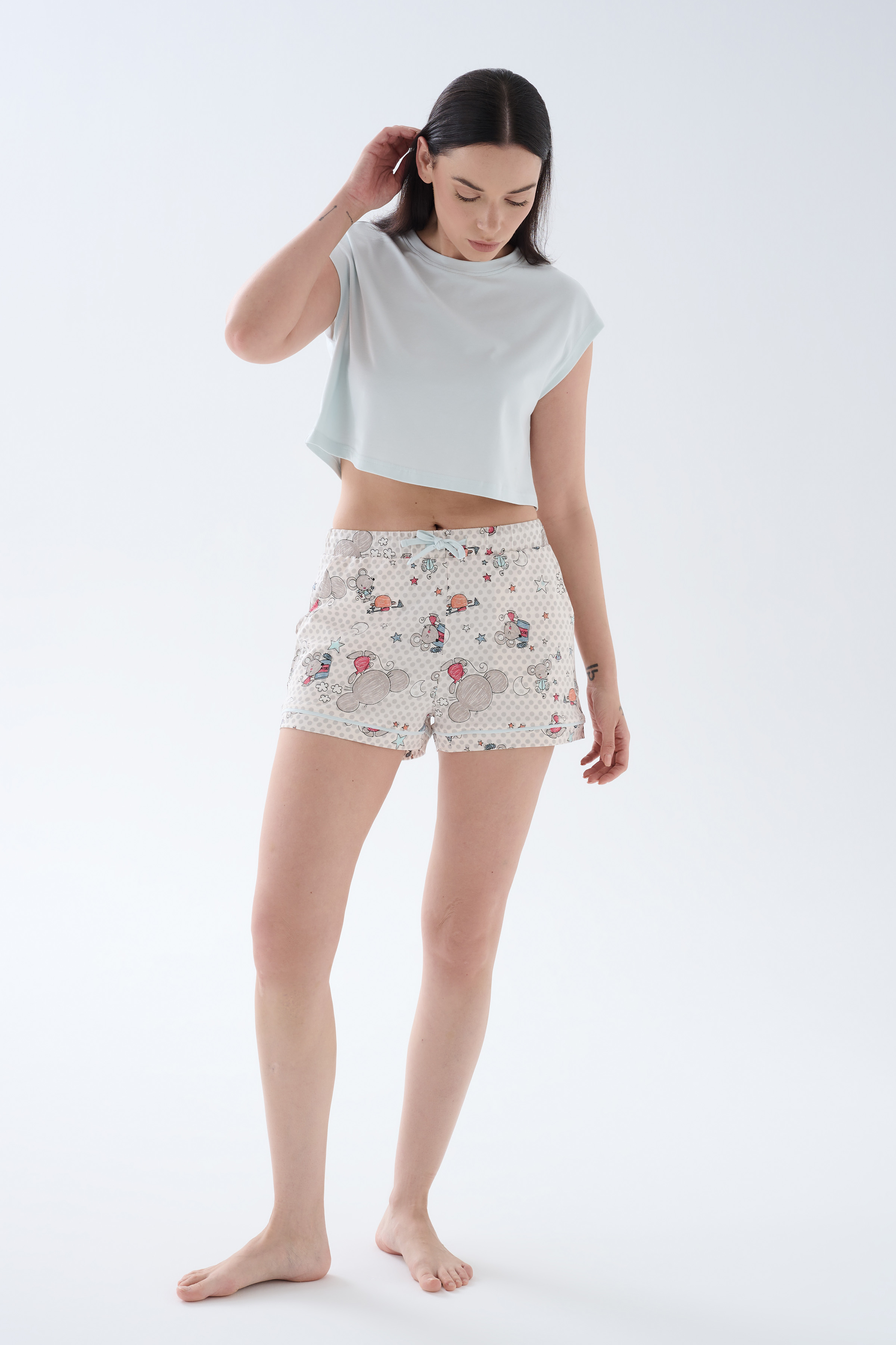 Kadın Pamuklu Cepli Şort Pijama Altı