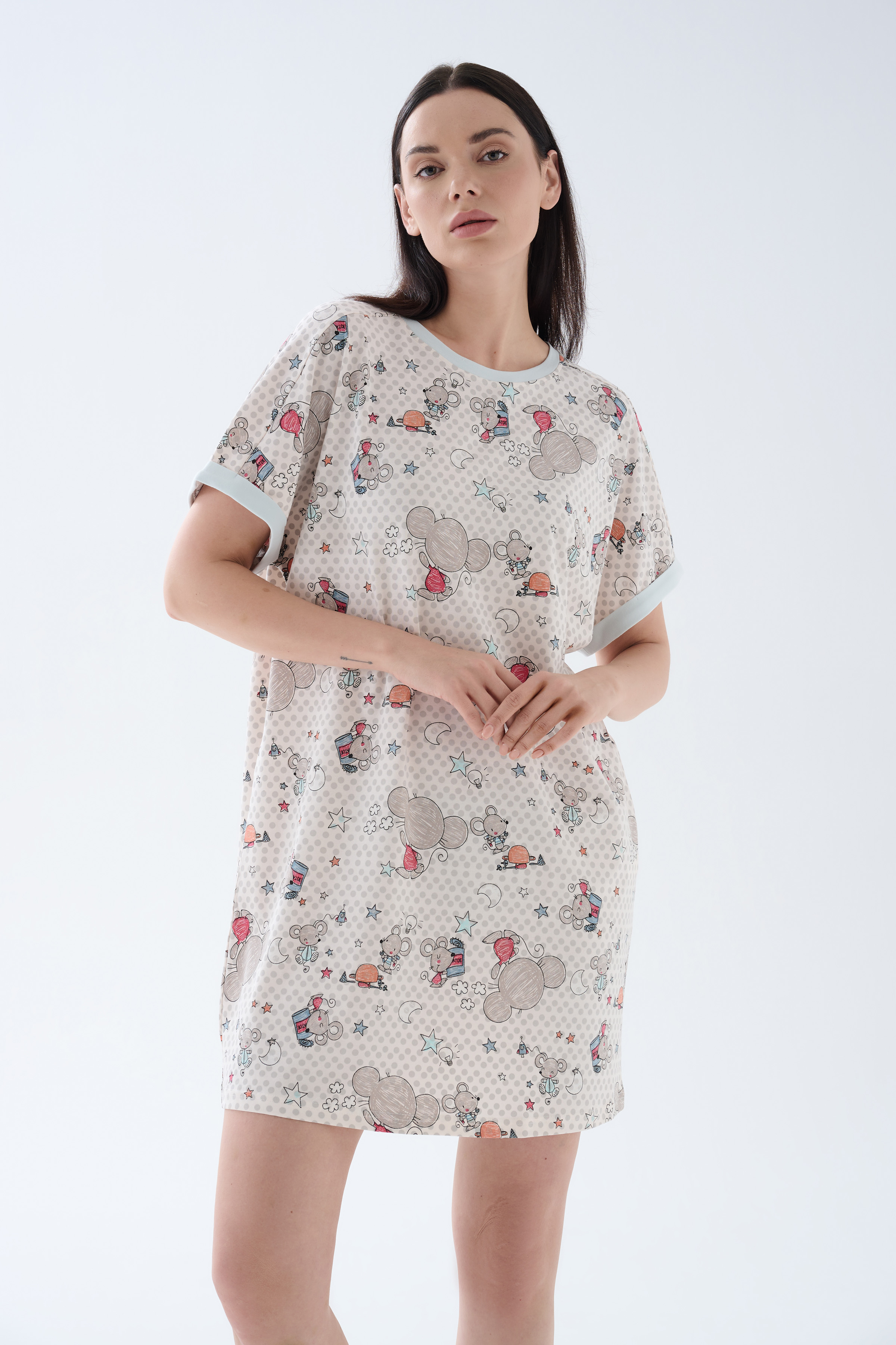 Kadın Pamuklu Kısa Kollu Gecelik