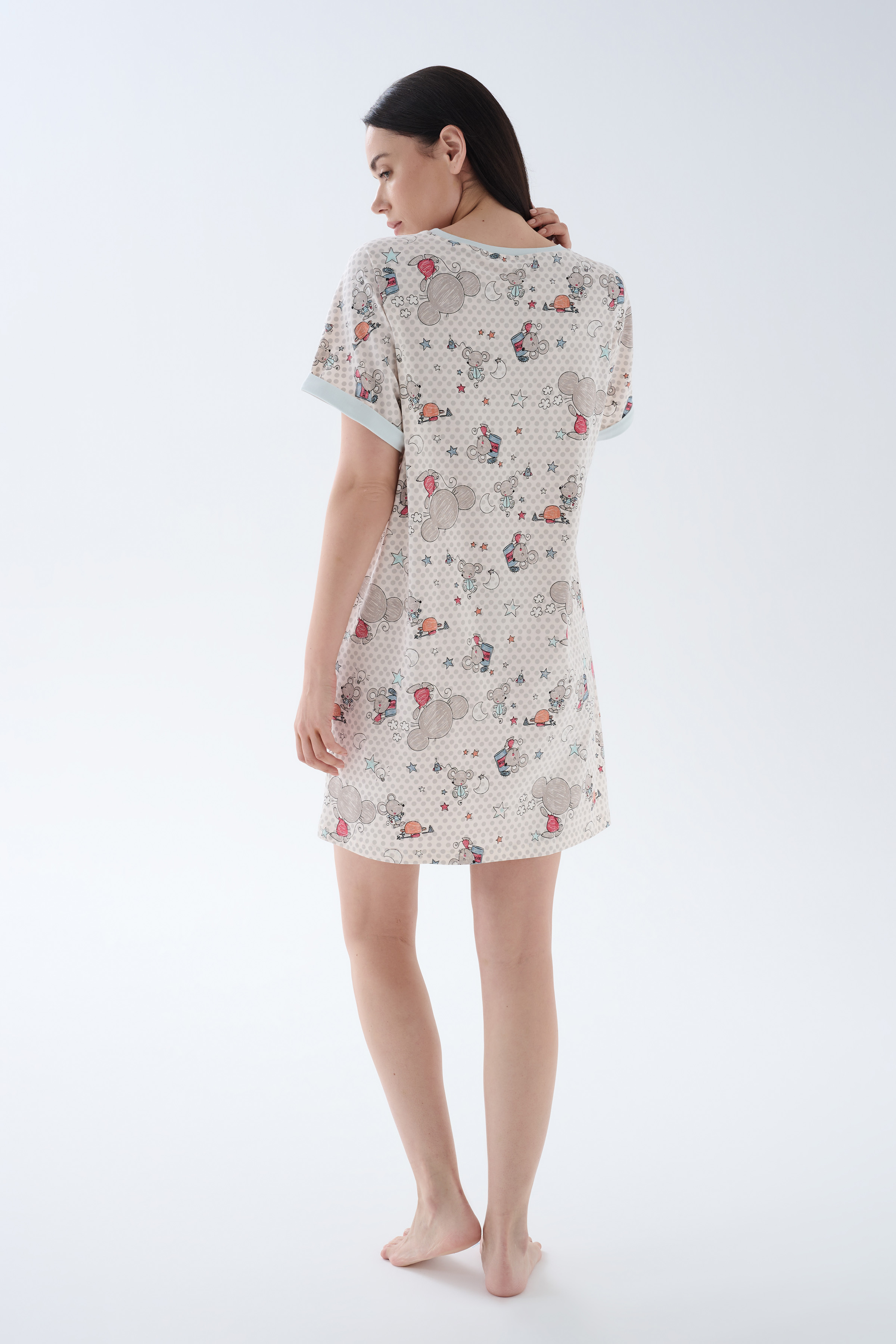 Kadın Pamuklu Kısa Kollu Gecelik