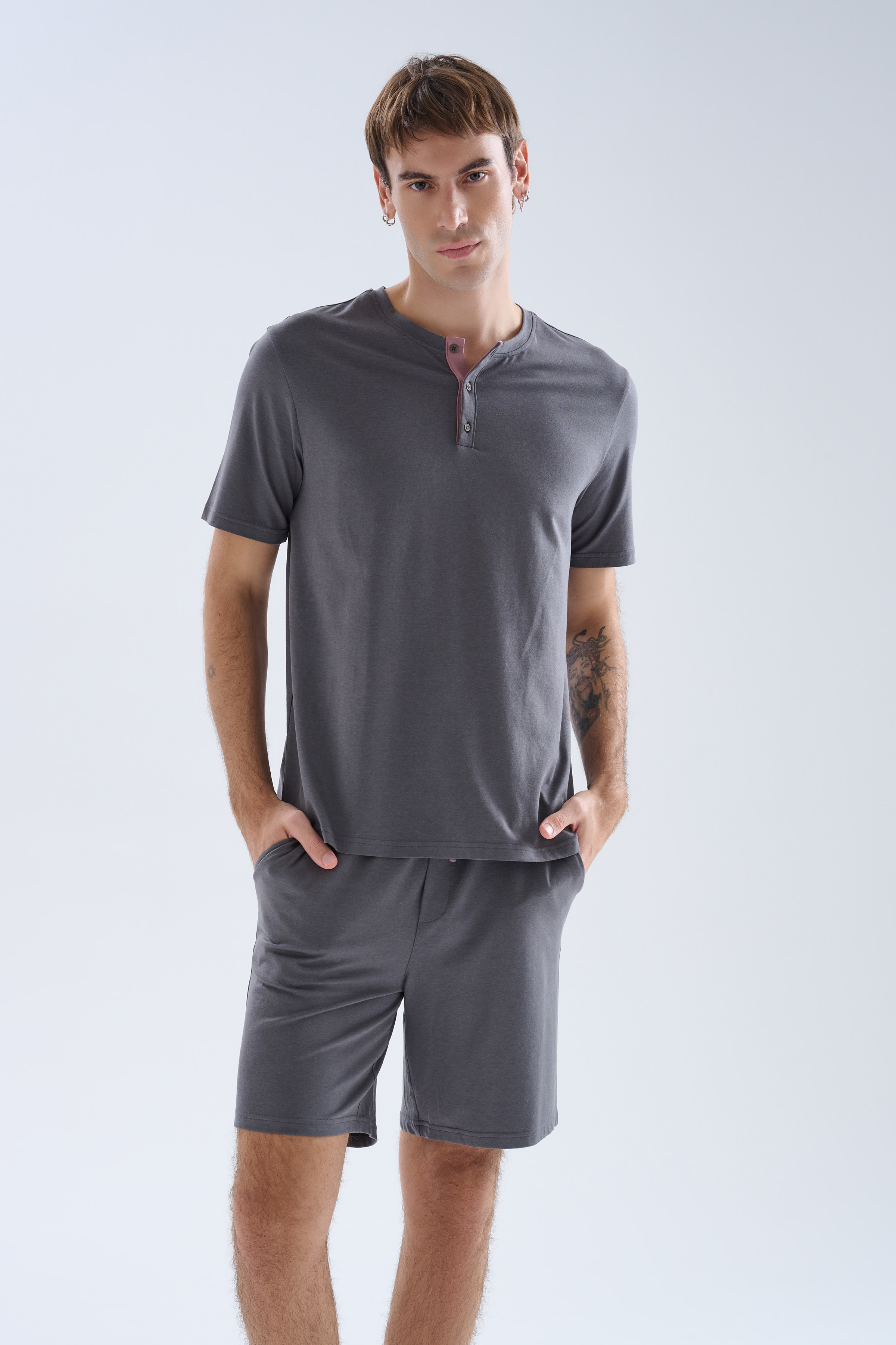 Erkek Modal Kısa Kollu Pijama Üstü