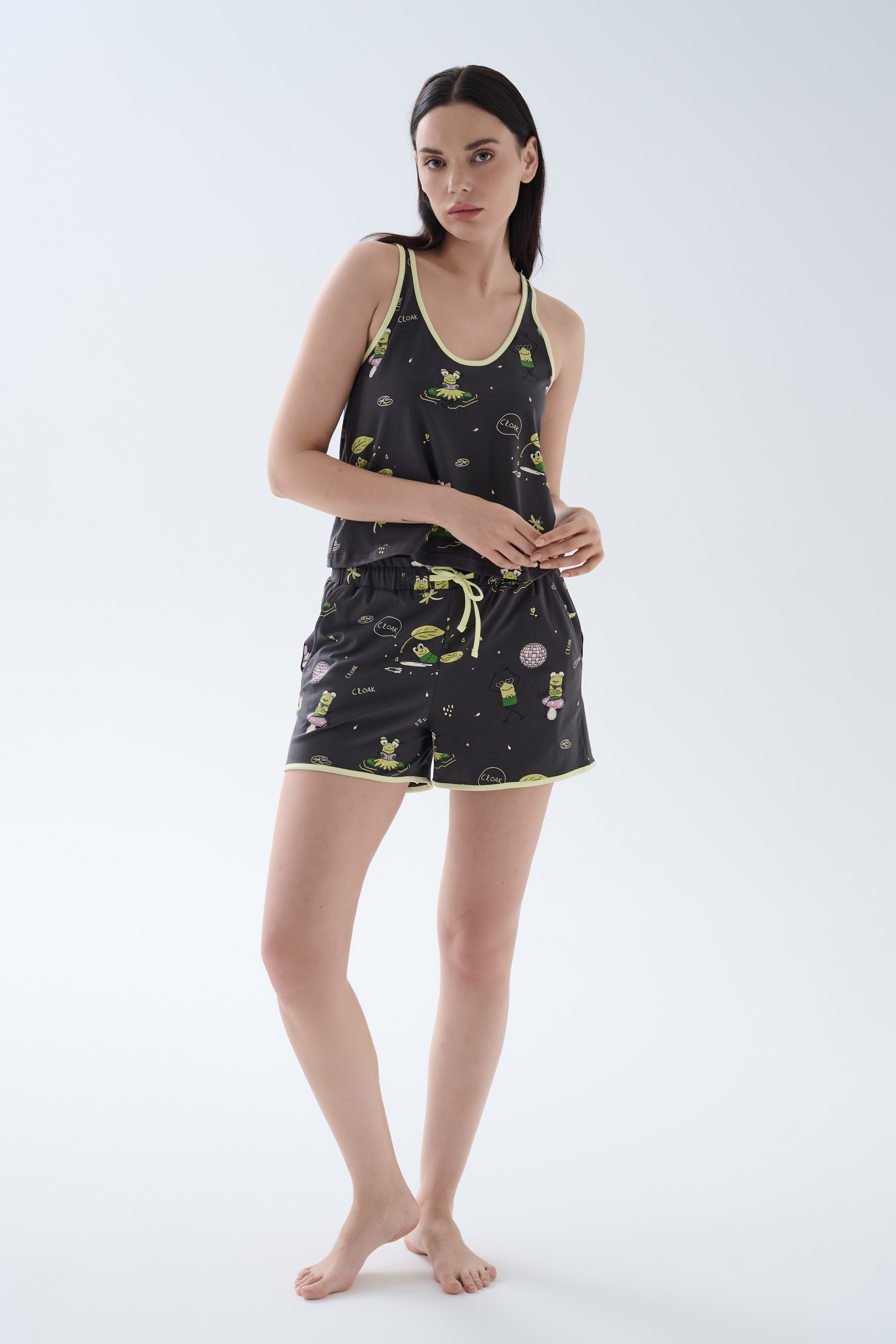 Kadın Pamuklu İnce Askılı Atlet Şortlu Takım