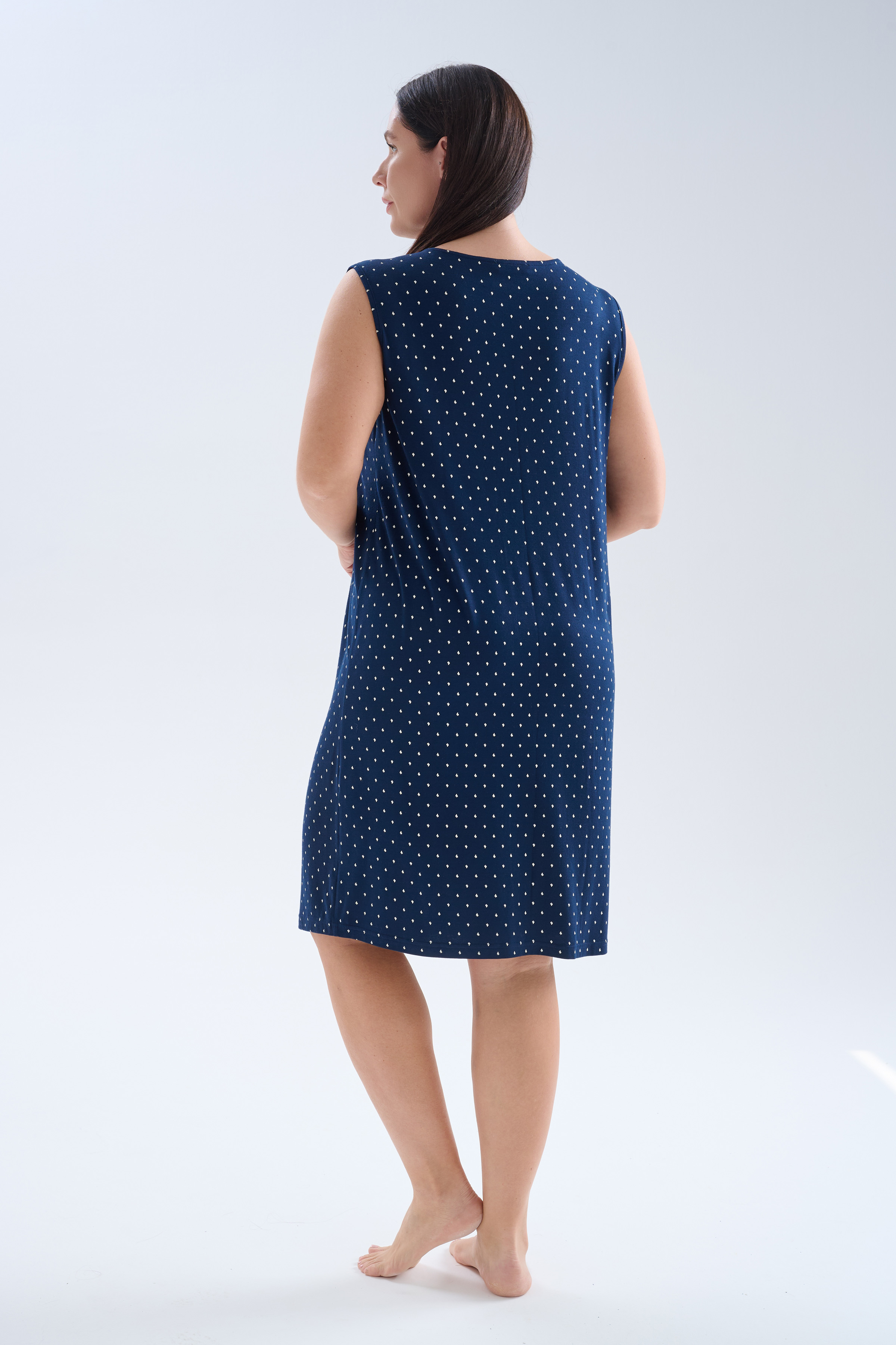 Kadın Plus Size Viskoz Kolsuz V Yaka Gecelik