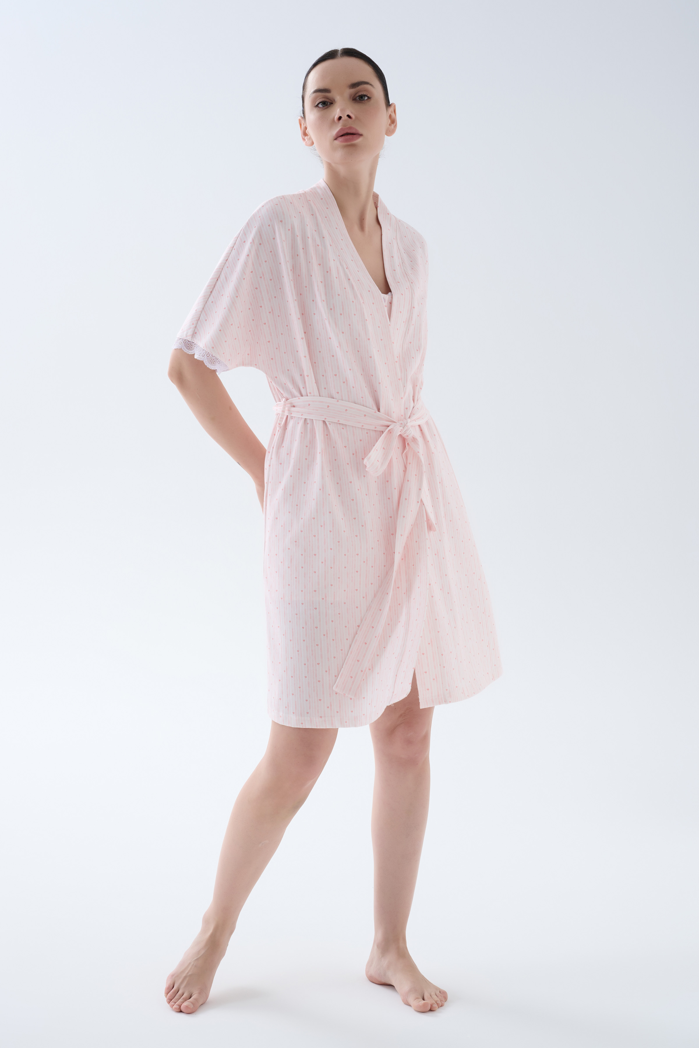 Kadın Pamuklu Dantel Detaylı Sabahlık