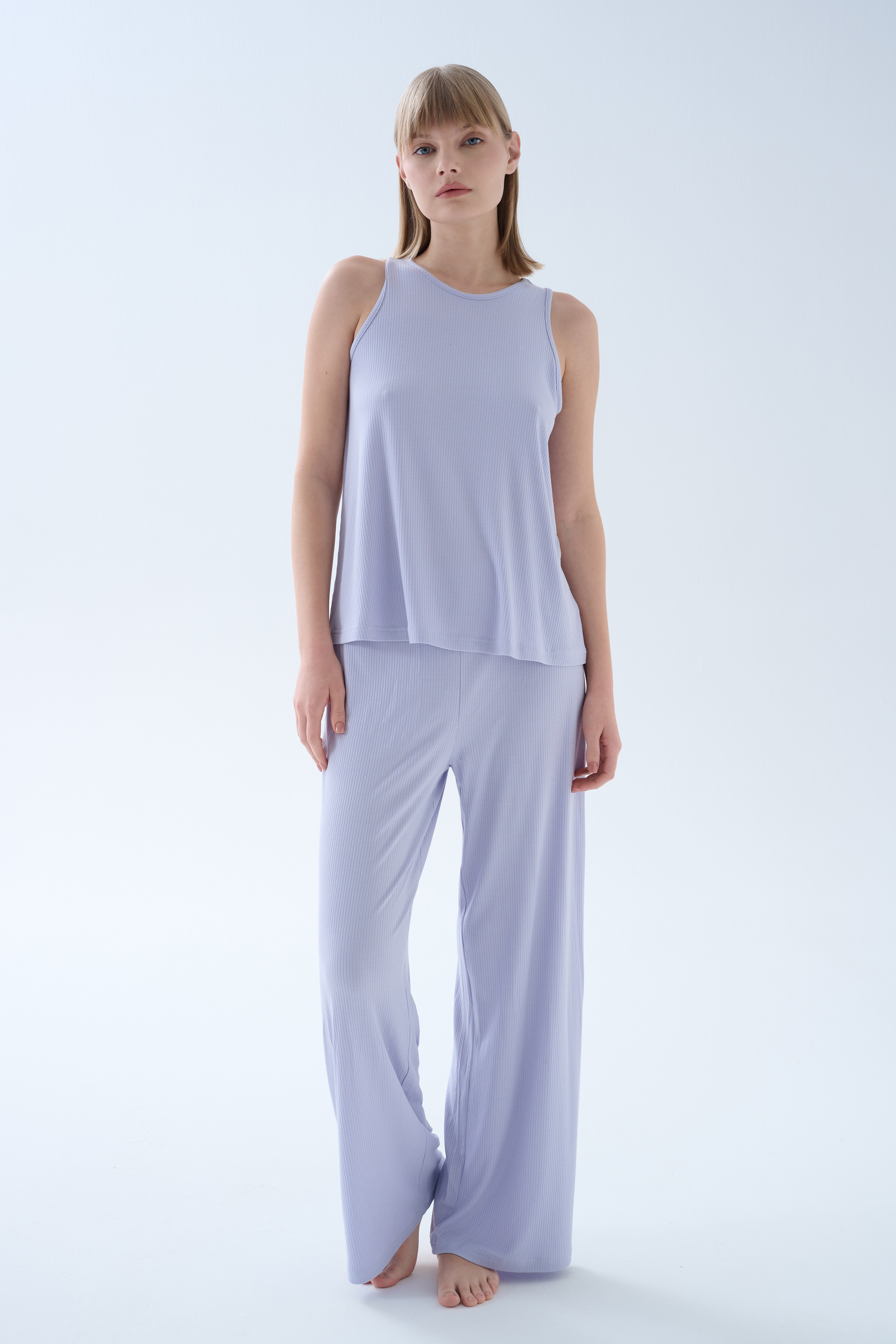 Kadın Modal Kaşkorse Atletli Midi Pijama Takımı