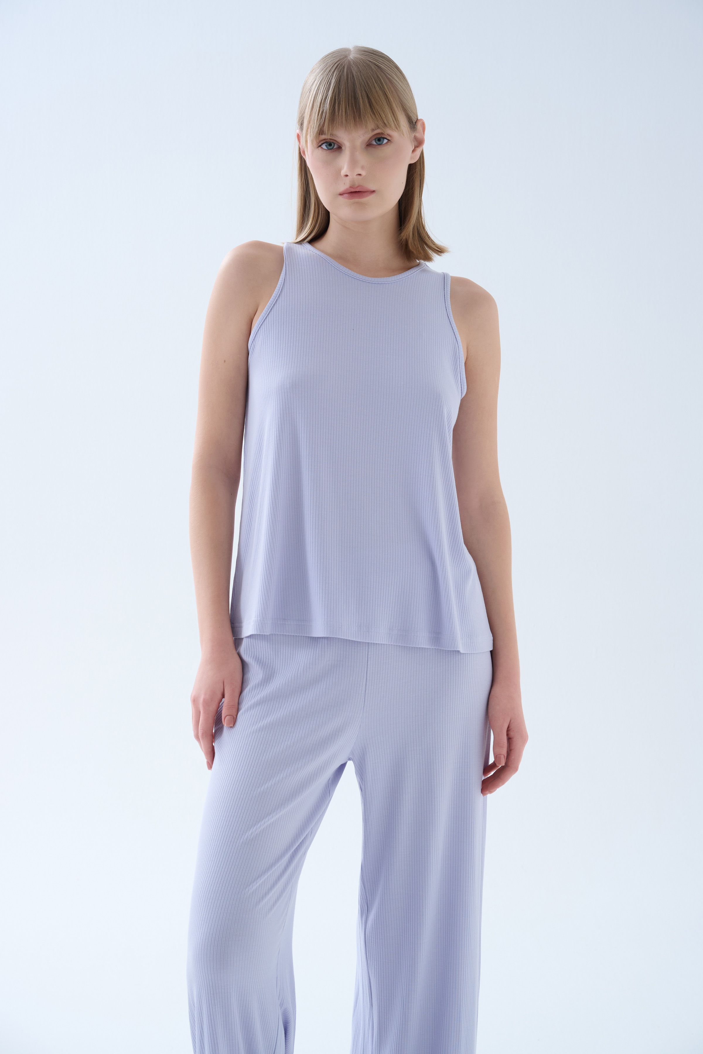 Kadın Modal Kaşkorse Atletli Midi Pijama Takımı