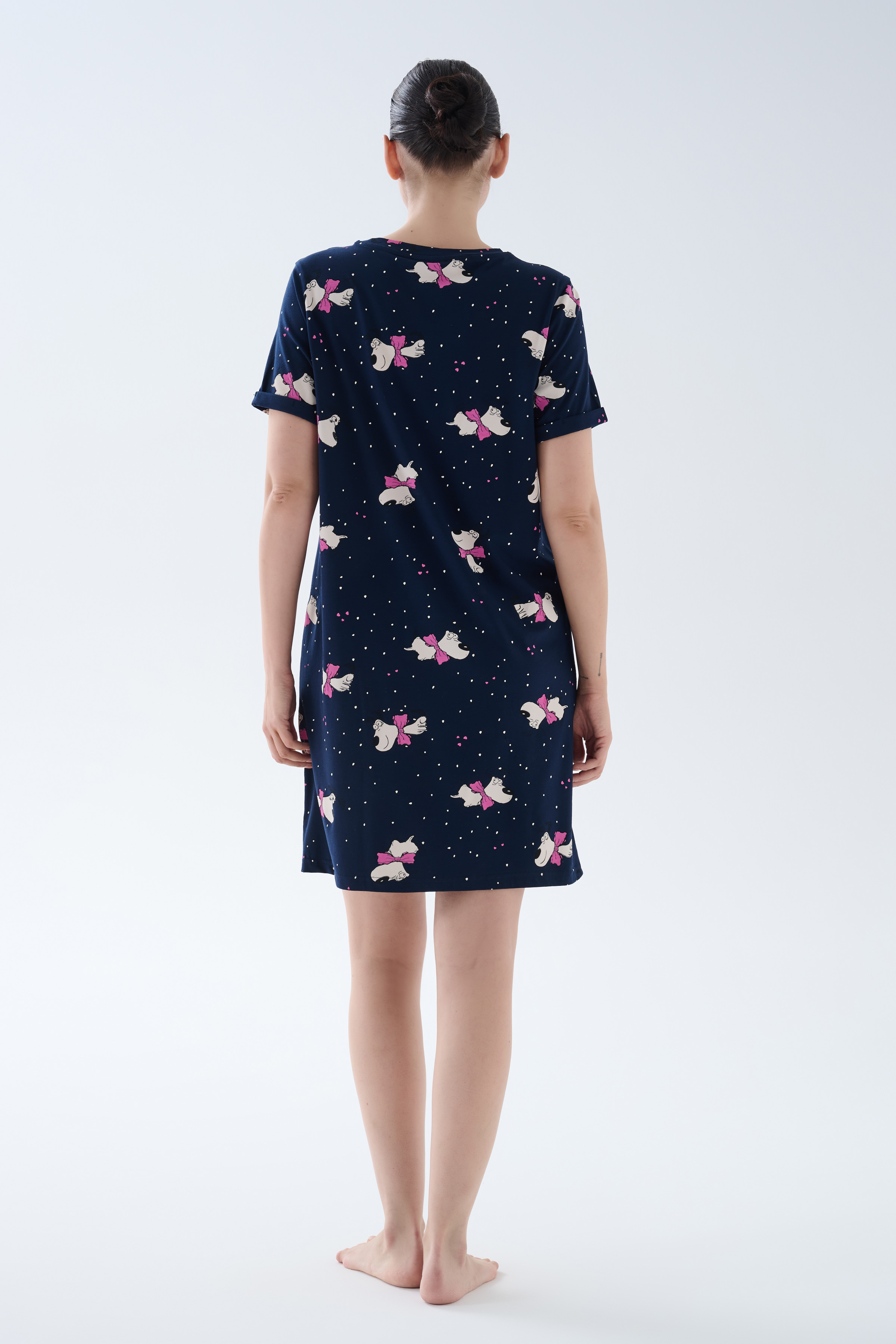 Kadın Pamuklu Kısa Kollu Cepli Gecelik