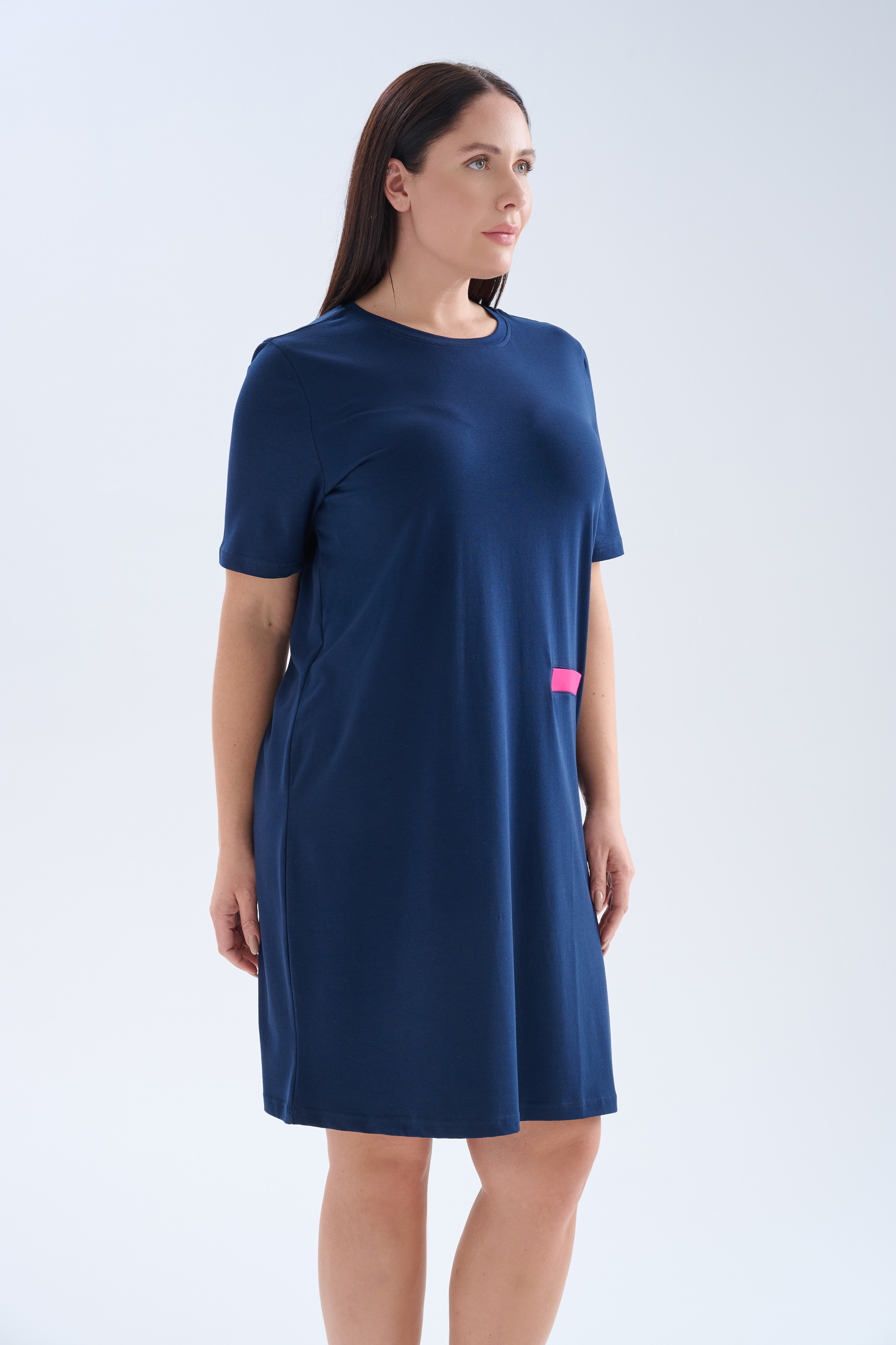 Kadın Plus Size Pamuklu Kısa Kollu Gecelik