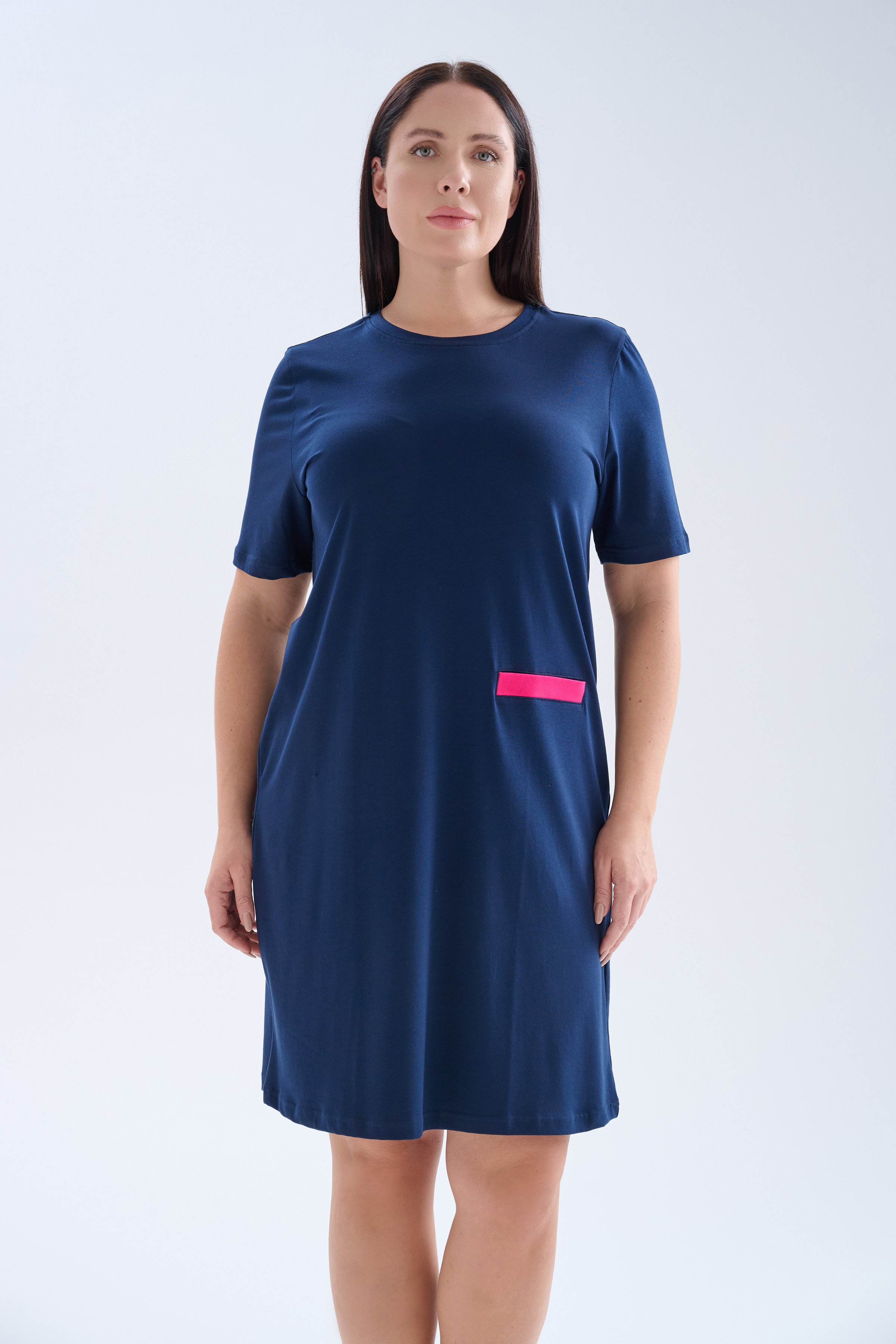 Kadın Plus Size Pamuklu Kısa Kollu Gecelik