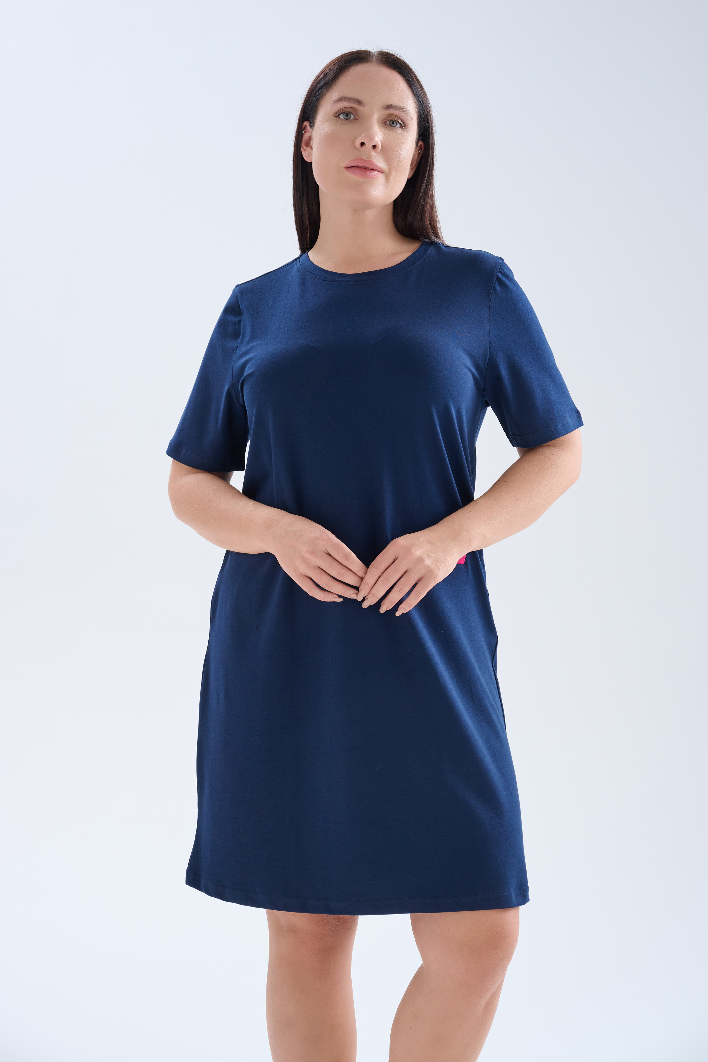 Kadın Plus Size Pamuklu Kısa Kollu Gecelik