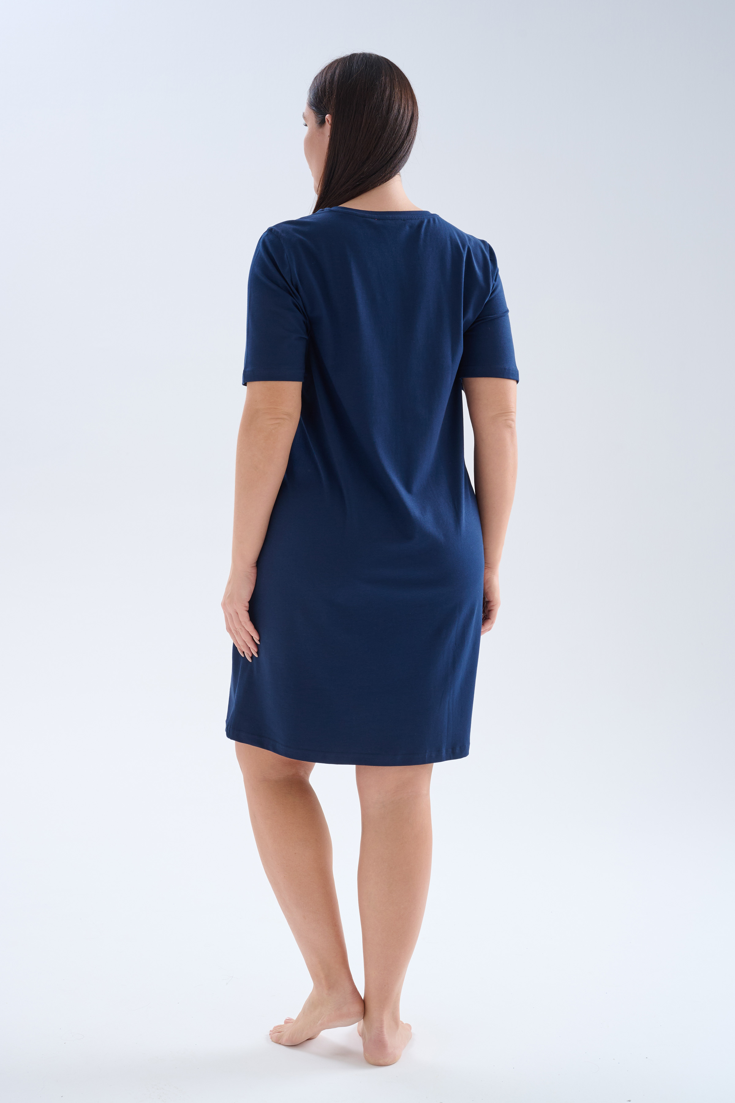 Kadın Plus Size Pamuklu Kısa Kollu Gecelik