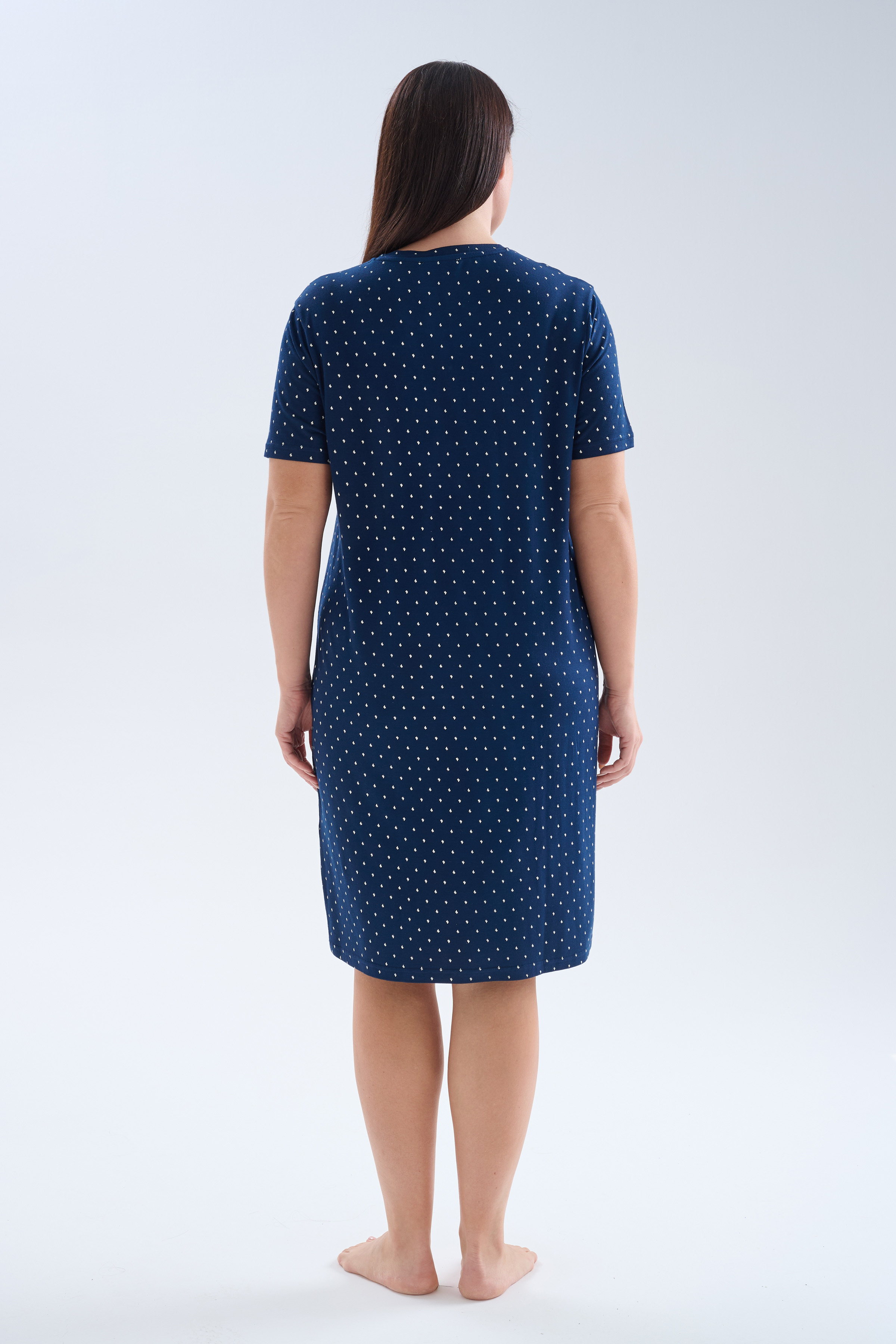 Kadın Plus Size Viskoz Kısa Kollu Patlı Gecelik