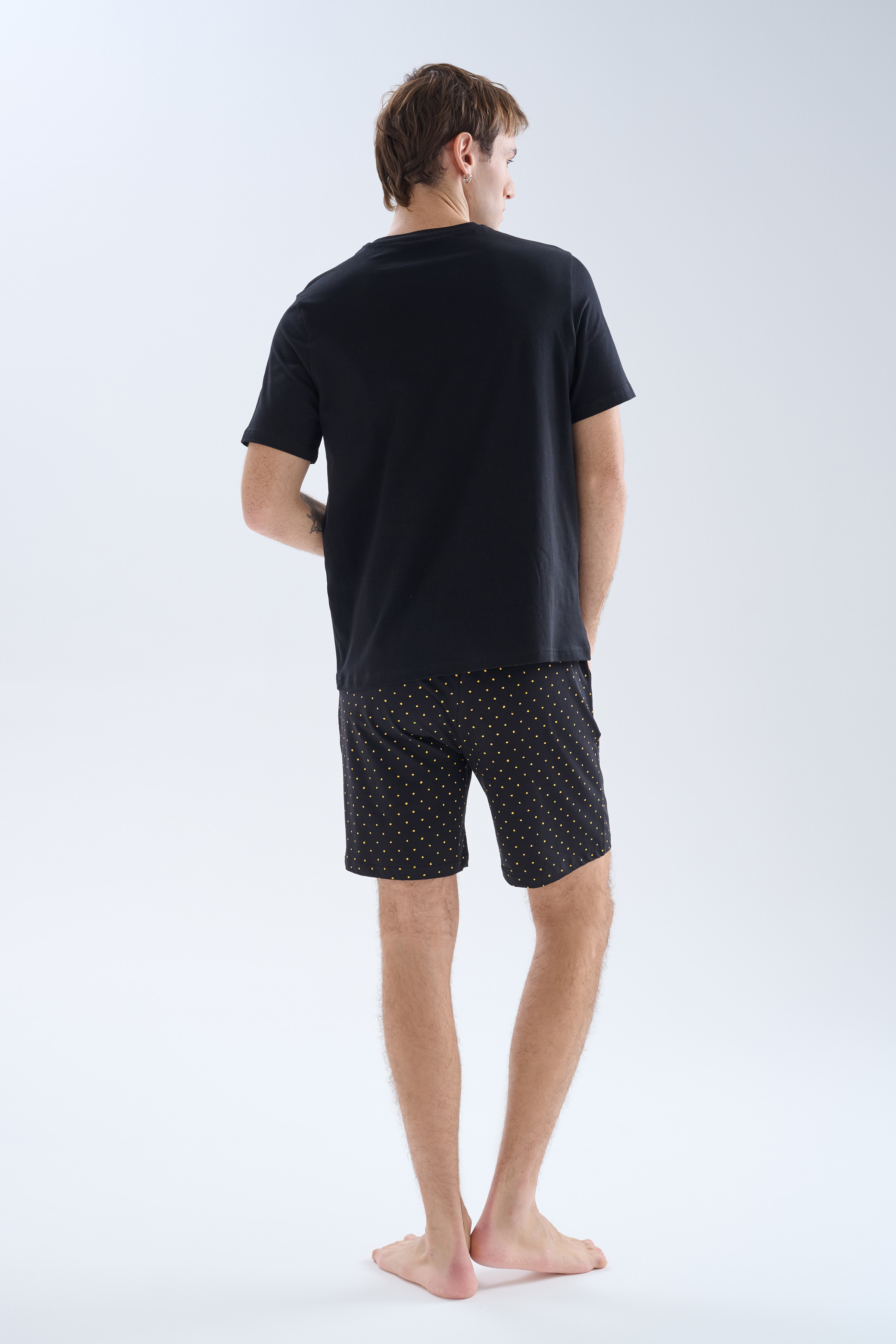 Erkek Pamuklu Kısa Kollu Şortlu Pijama Takımı