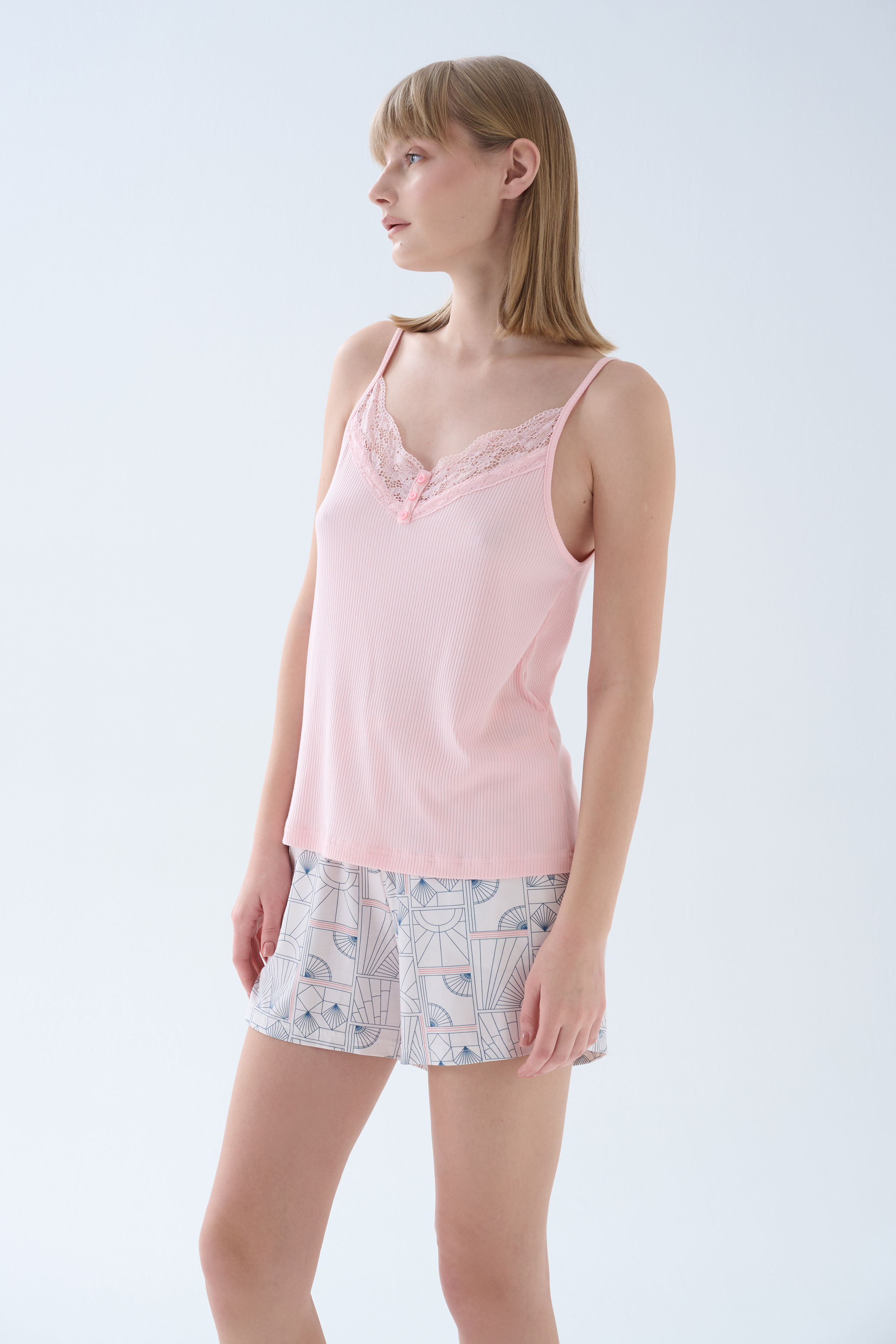 Kadın Modal Kaşkorse Dantel Detaylı Atlet Pijama Üstü