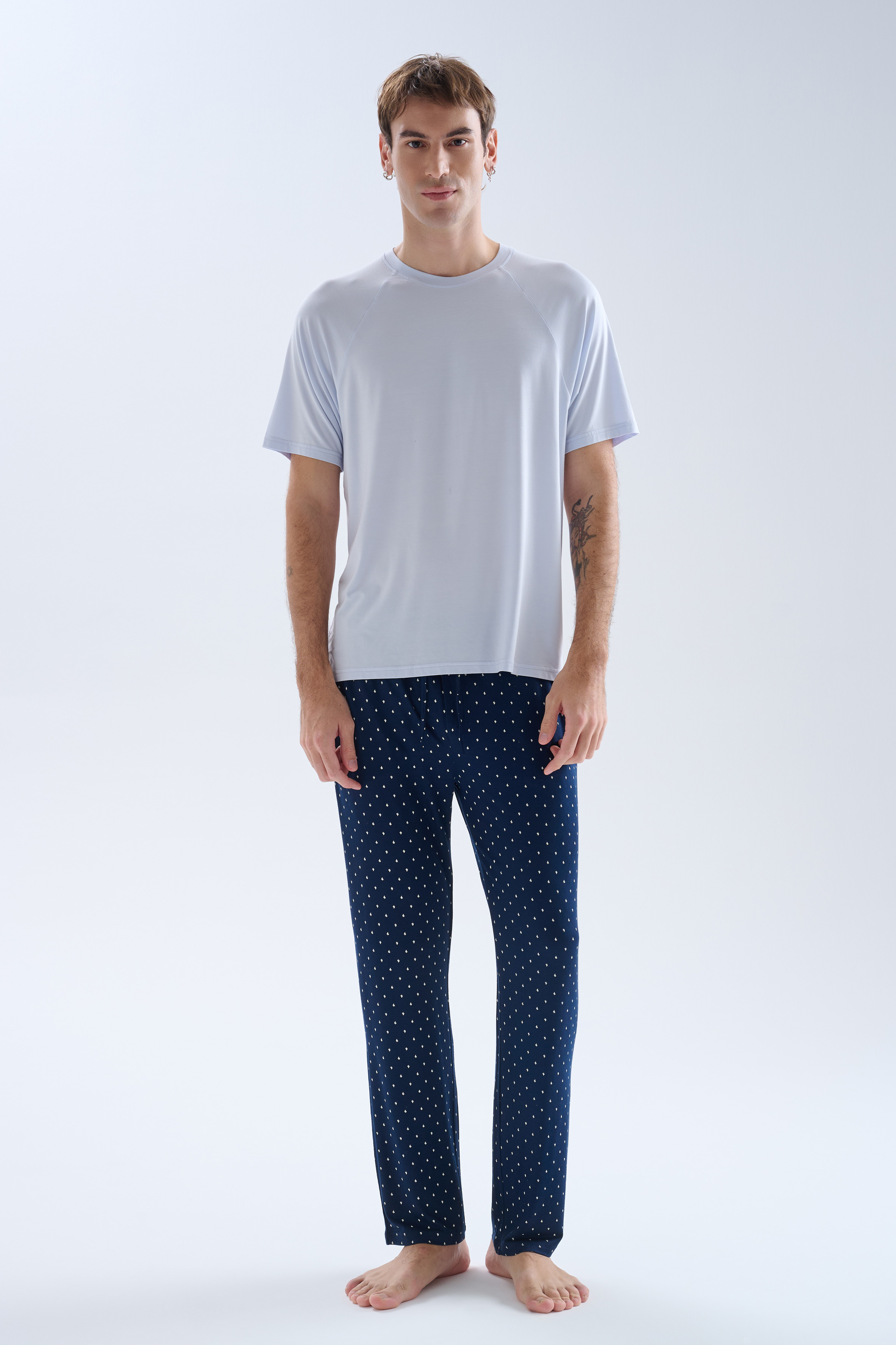 Erkek Modal Reglan Kollu Uzun Pijama Takımı