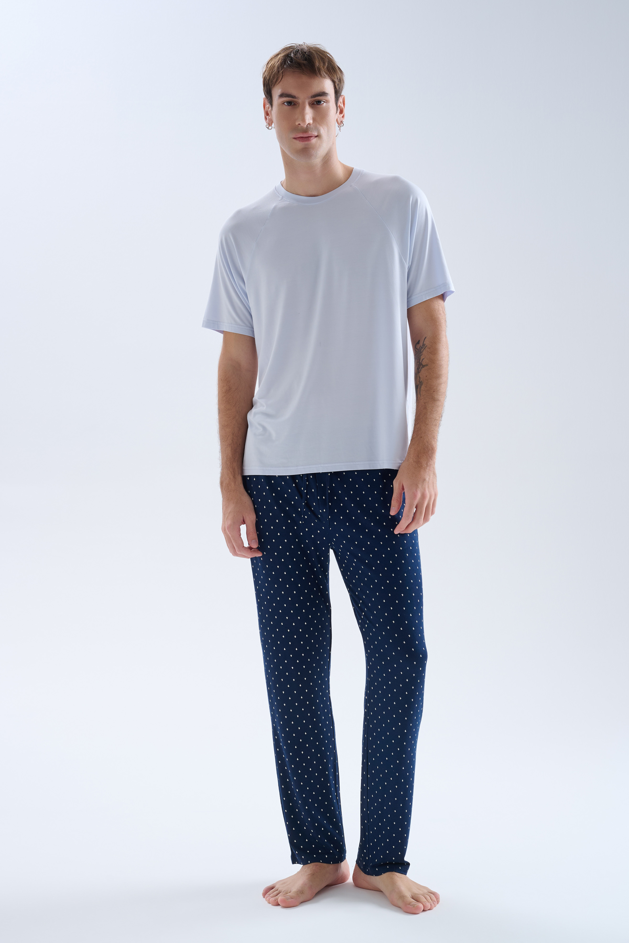 Erkek Modal Reglan Kollu Uzun Pijama Takımı