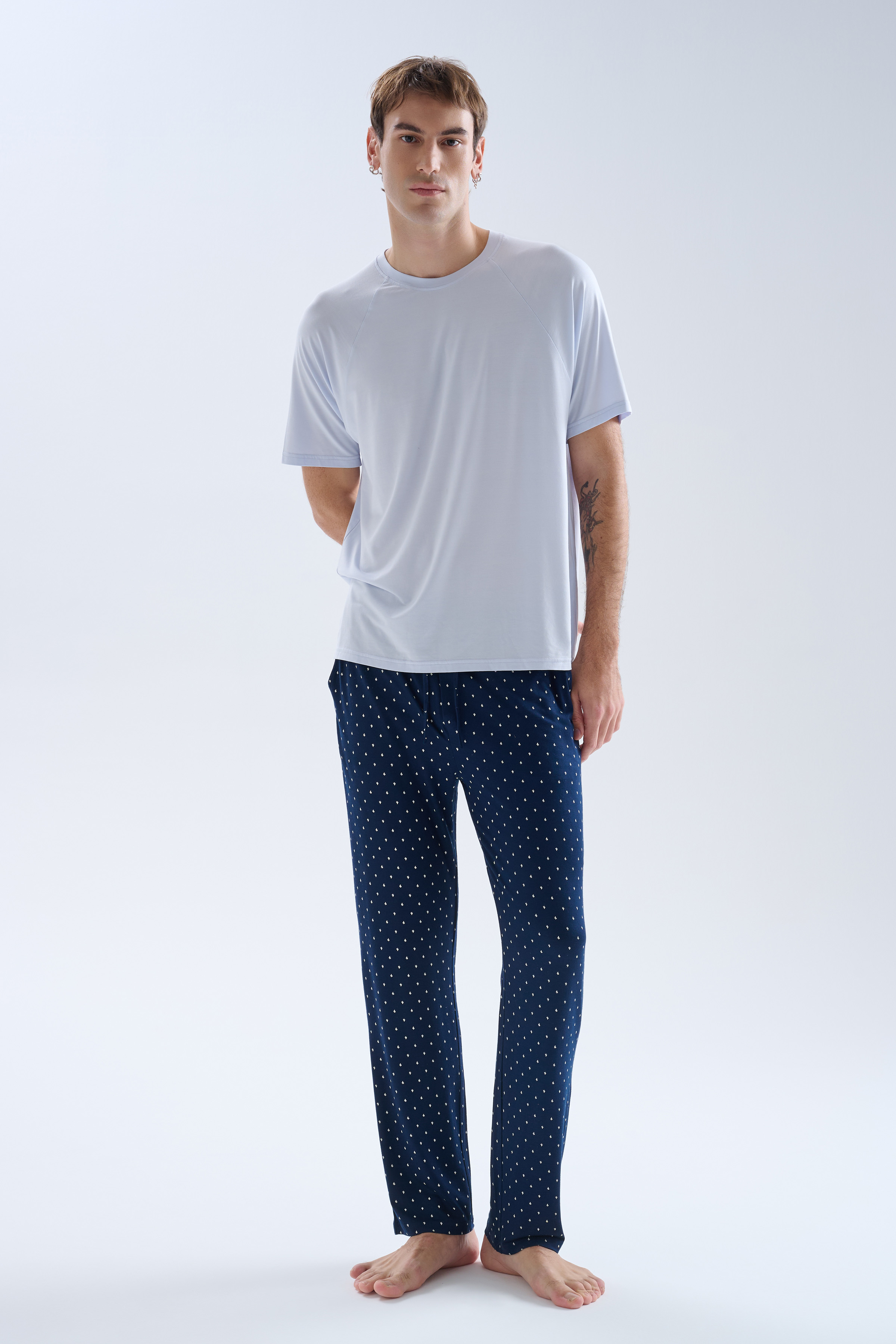 Erkek Modal Reglan Kollu Uzun Pijama Takımı