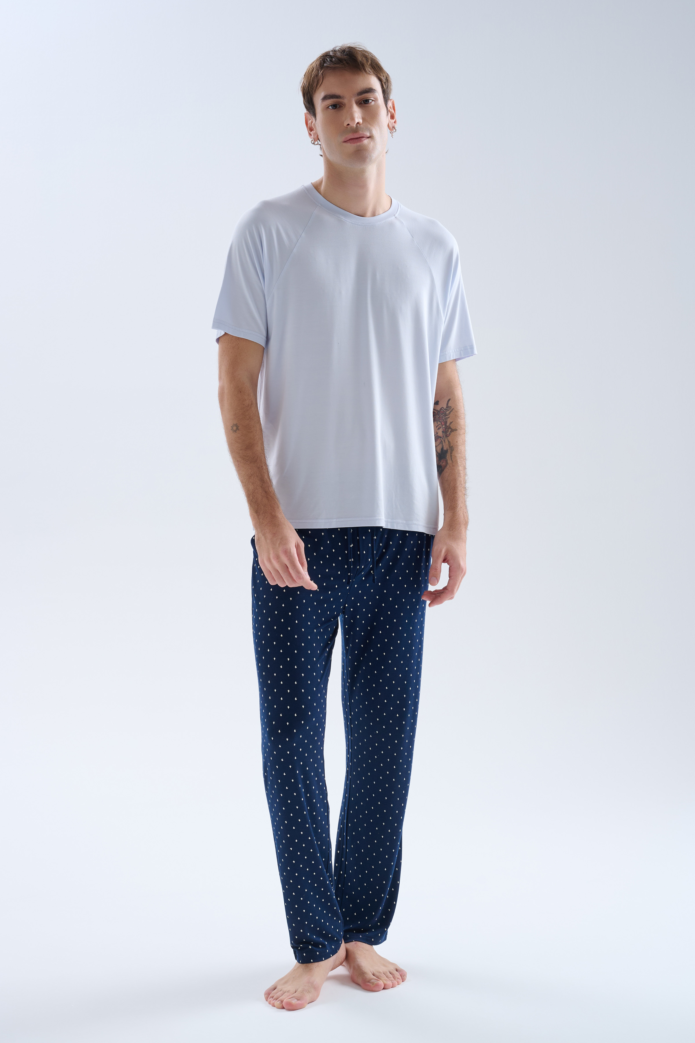 Erkek Modal Reglan Kollu Uzun Pijama Takımı