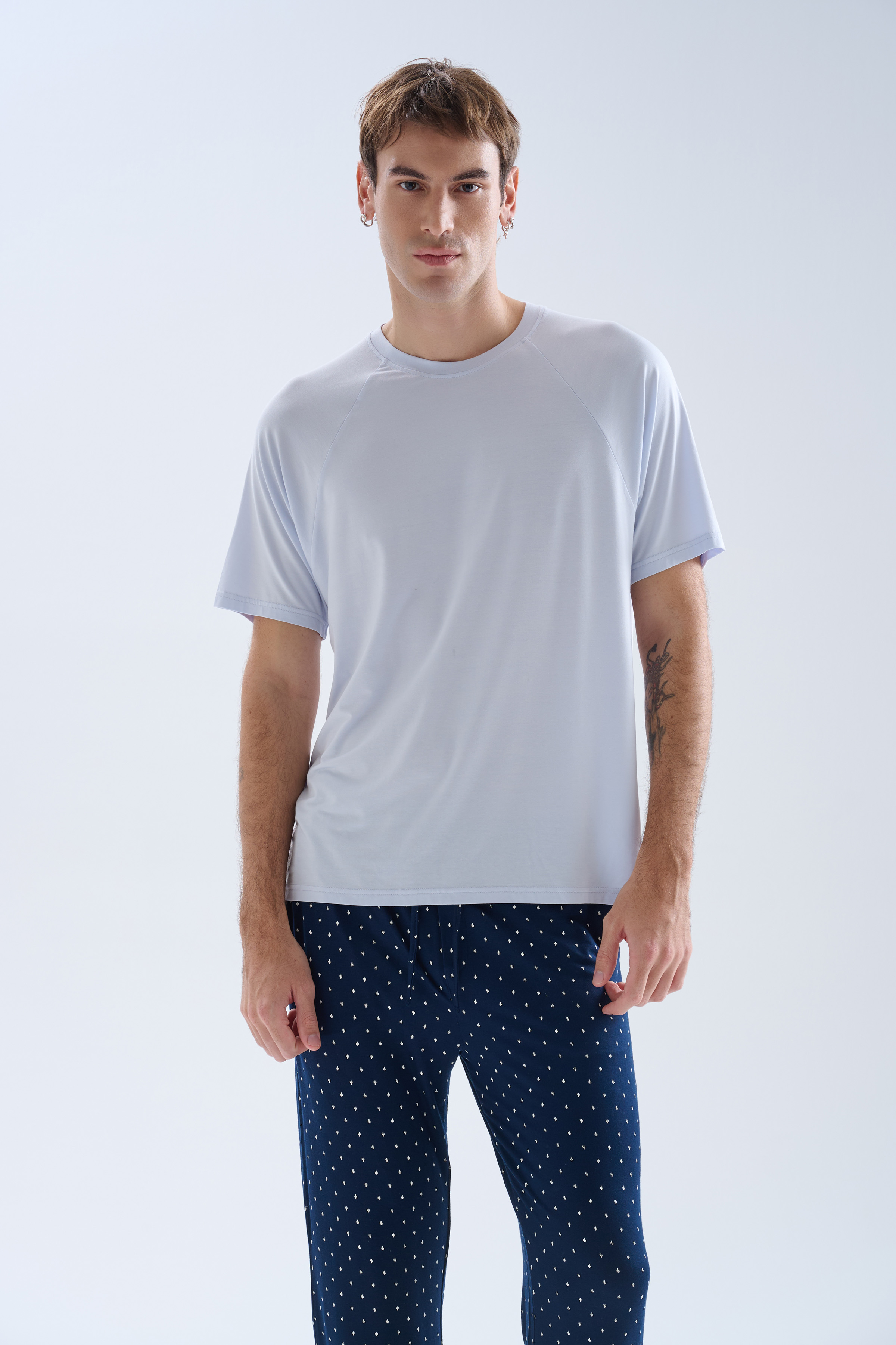 Erkek Modal Reglan Kollu Uzun Pijama Takımı