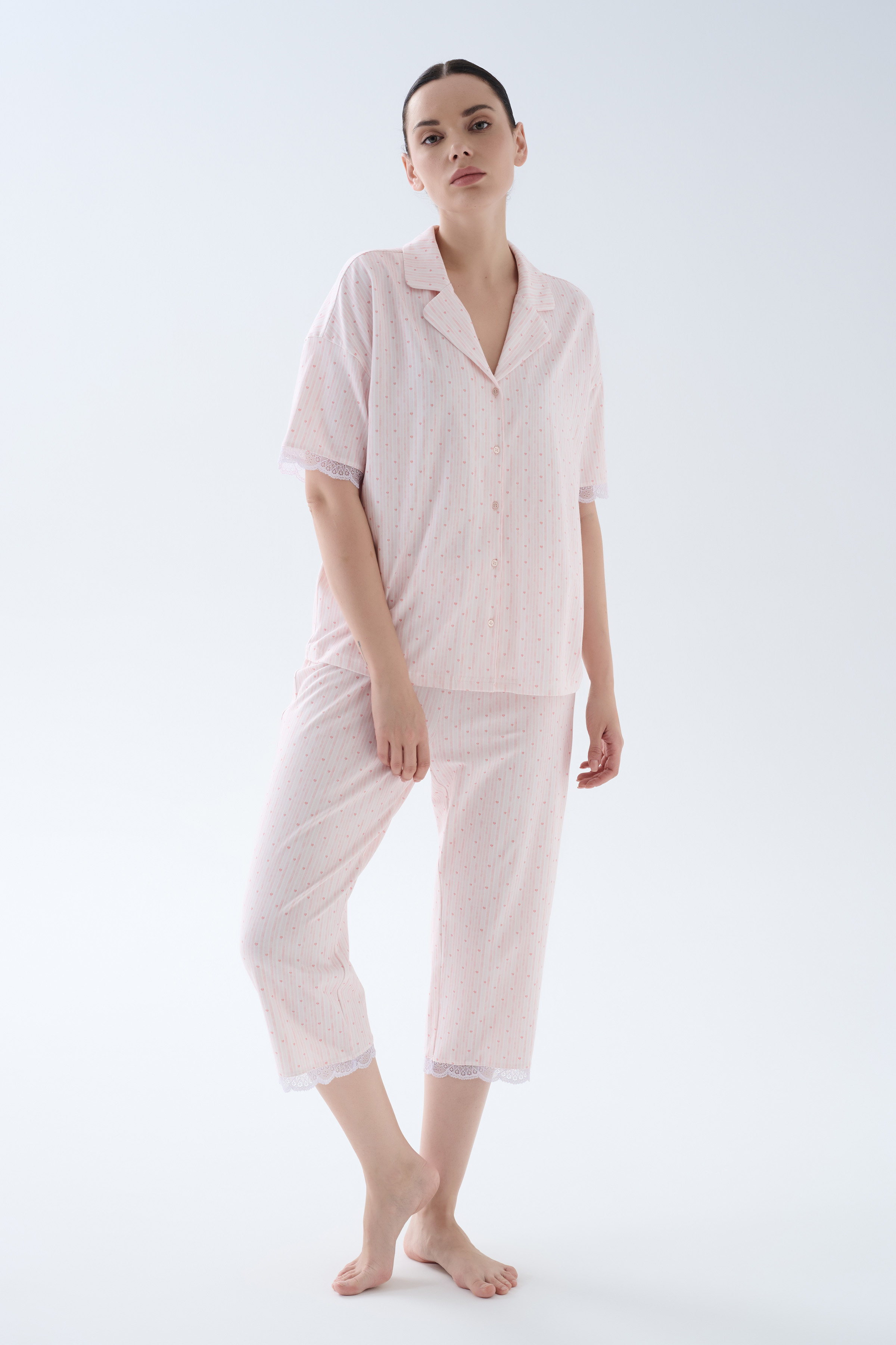 Kadın Pamuklu Dantelli Kapri Pijama Altı