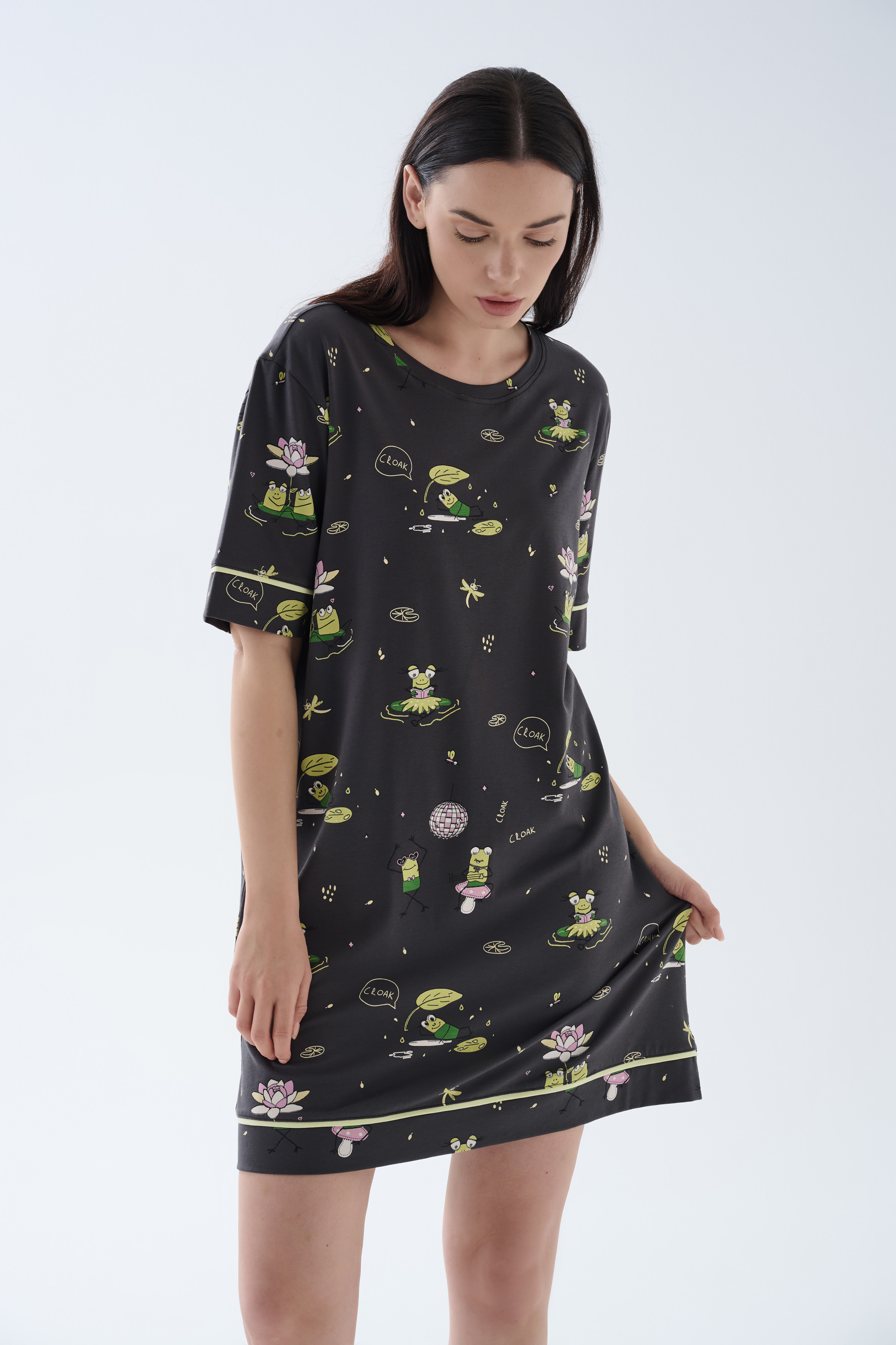 Kadın Pamuklu Kısa Kollu Gecelik