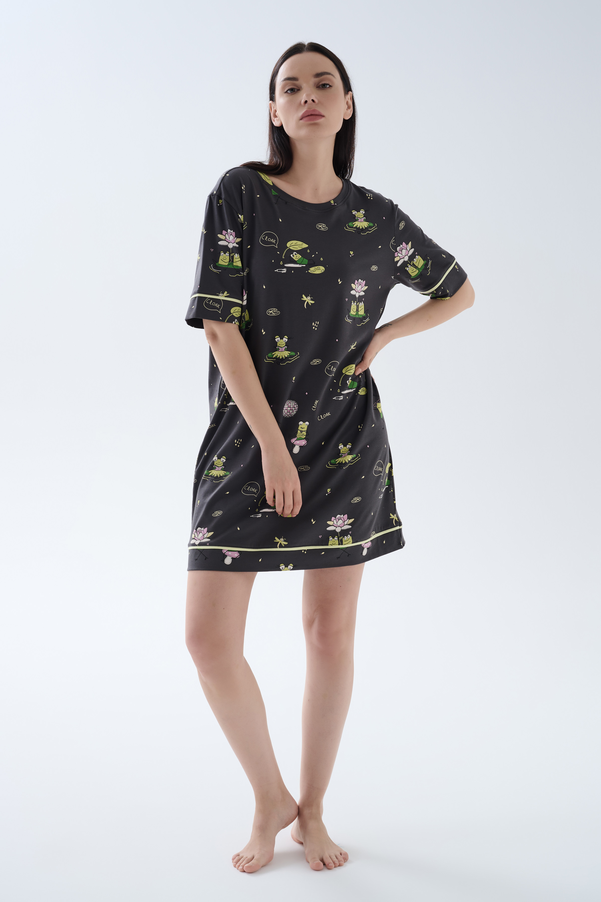 Kadın Pamuklu Kısa Kollu Gecelik