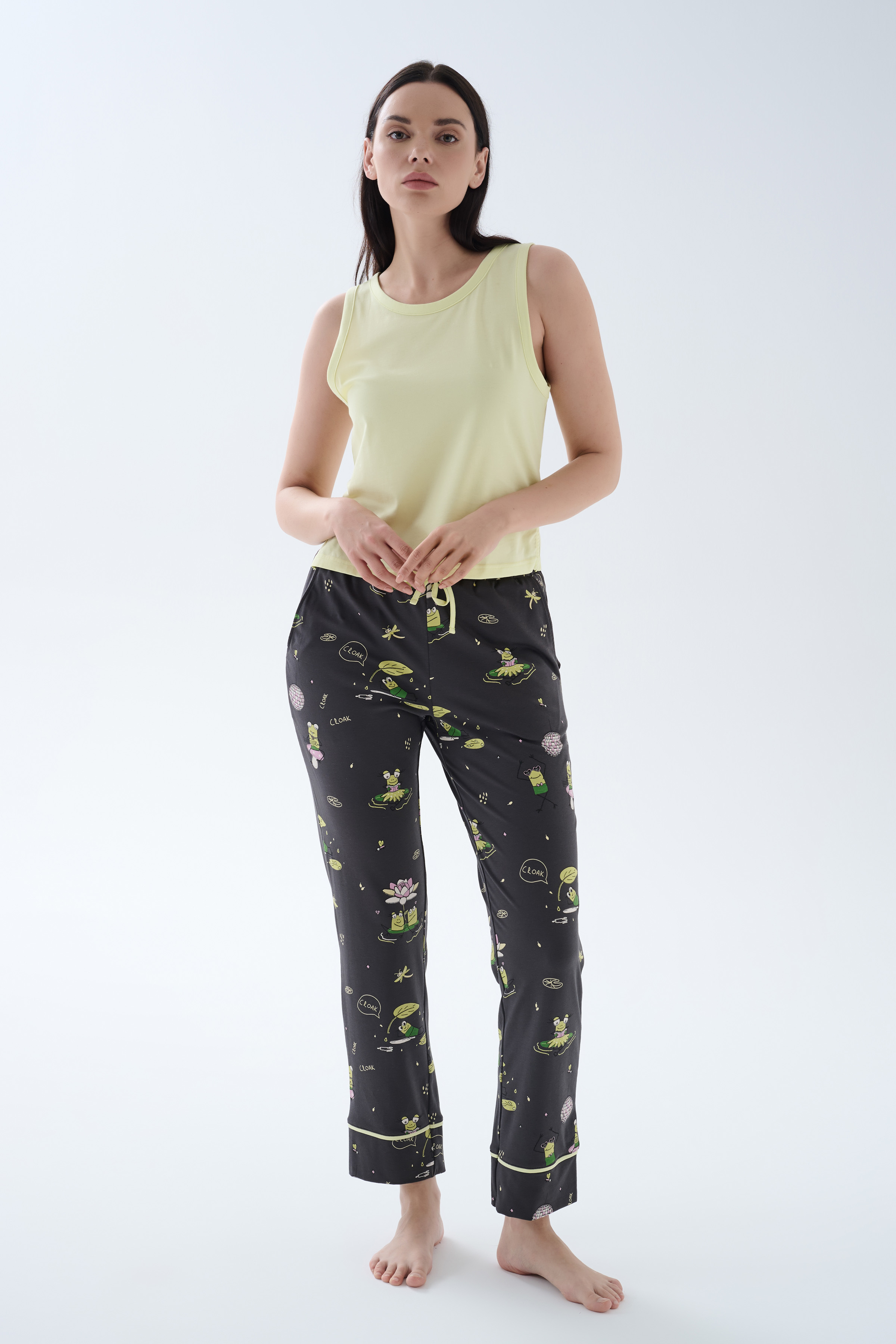 Kadın Pamuklu Cepli Uzun Pijama Altı