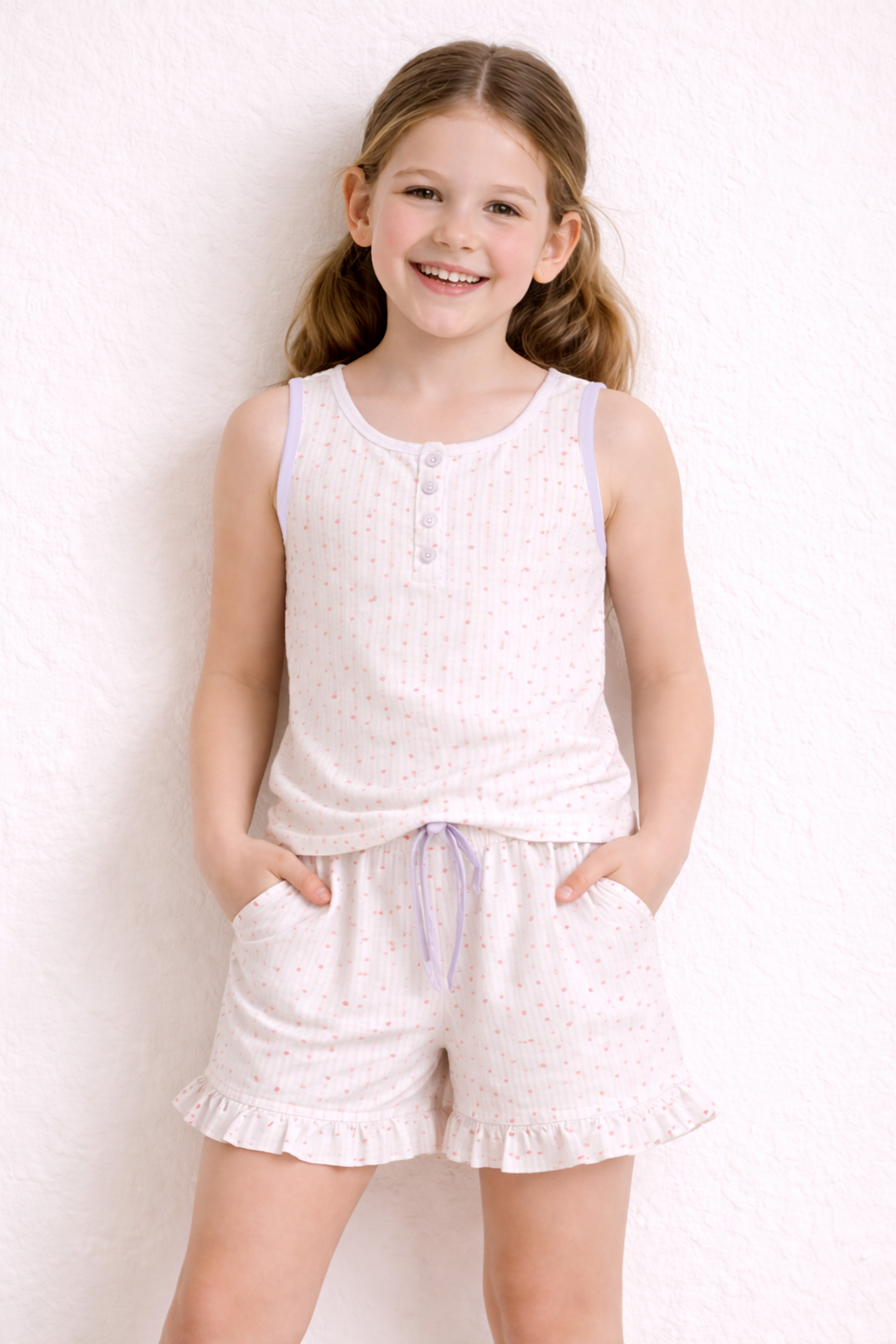 Kız Çocuk Pamuklu Atlet Şortlu Pijama Takımı