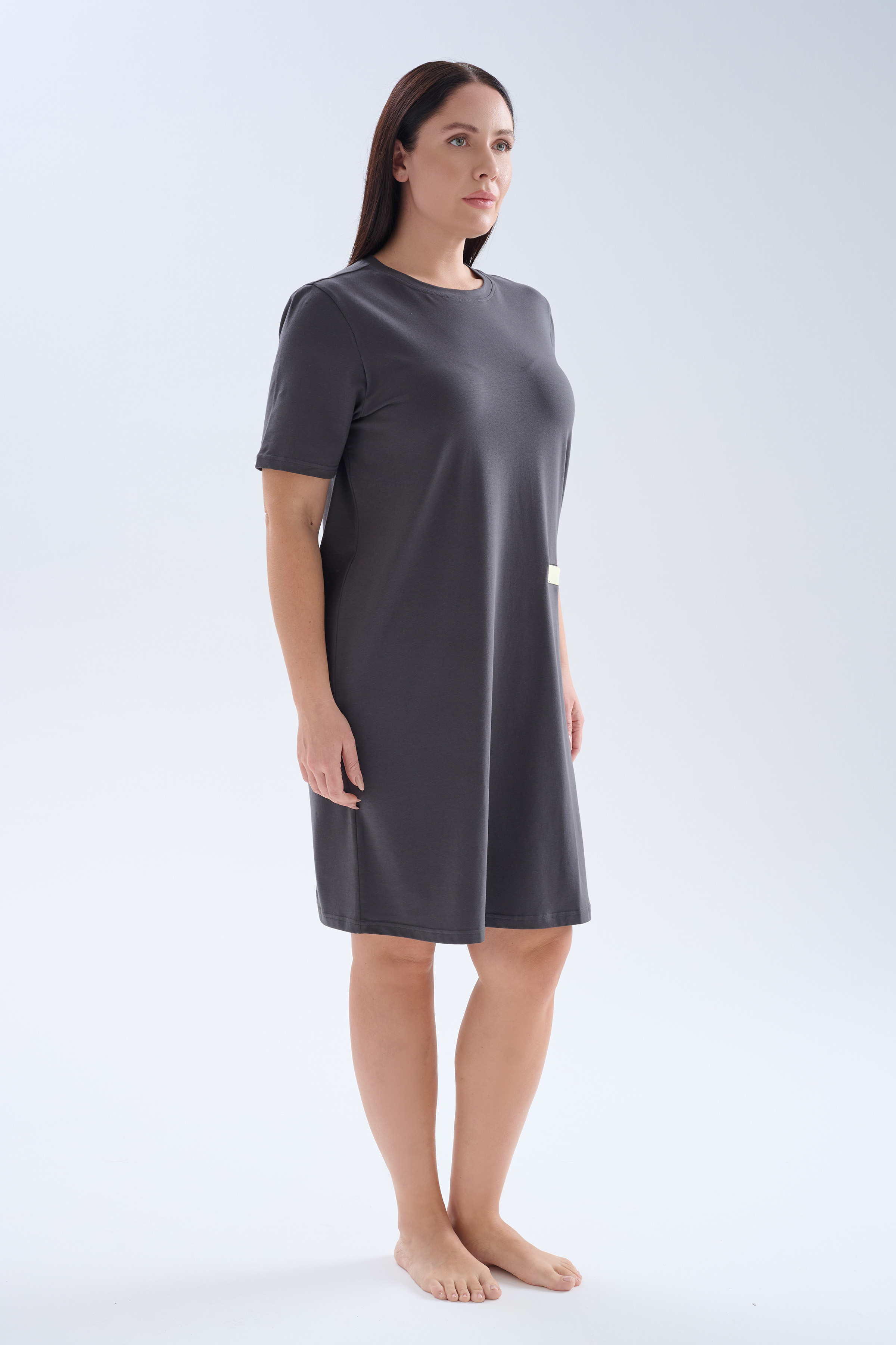 Kadın Plus Size Pamuklu Kısa Kollu Gecelik