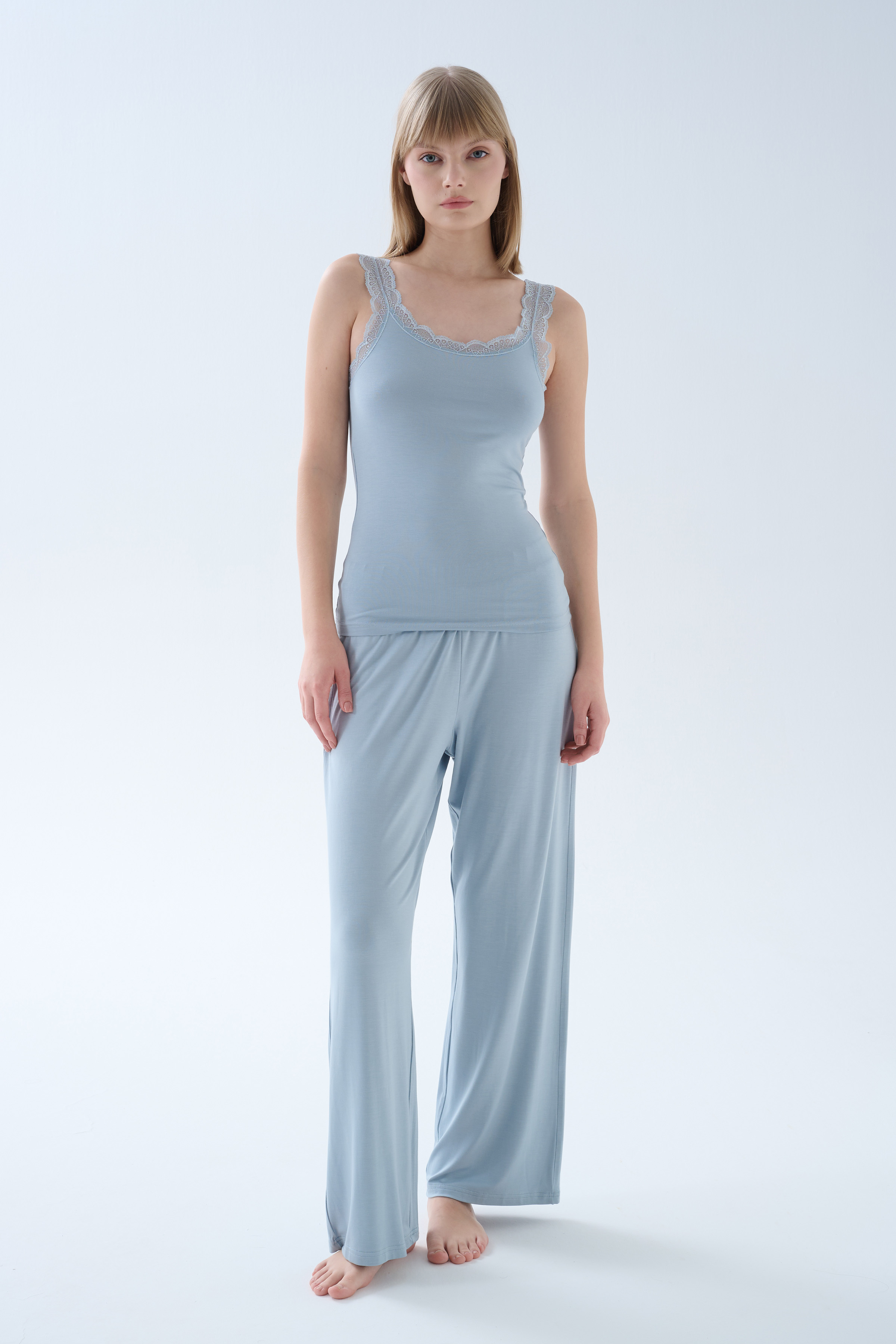 Kadın Viskoz Askılı Uzun Pijama Takımı