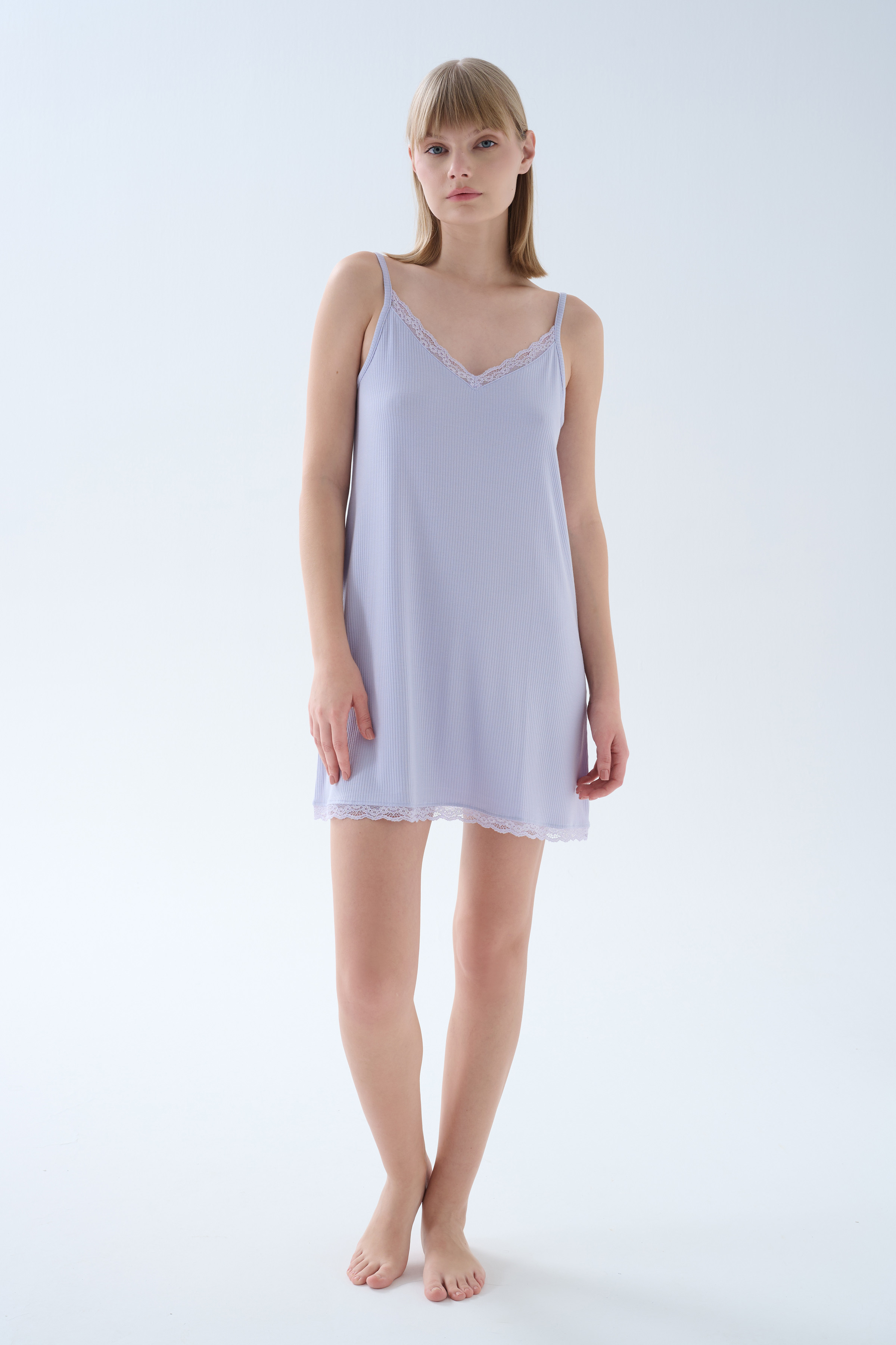 Kadın Modal Kaşkorse Dantelli İp Askılı Gecelik