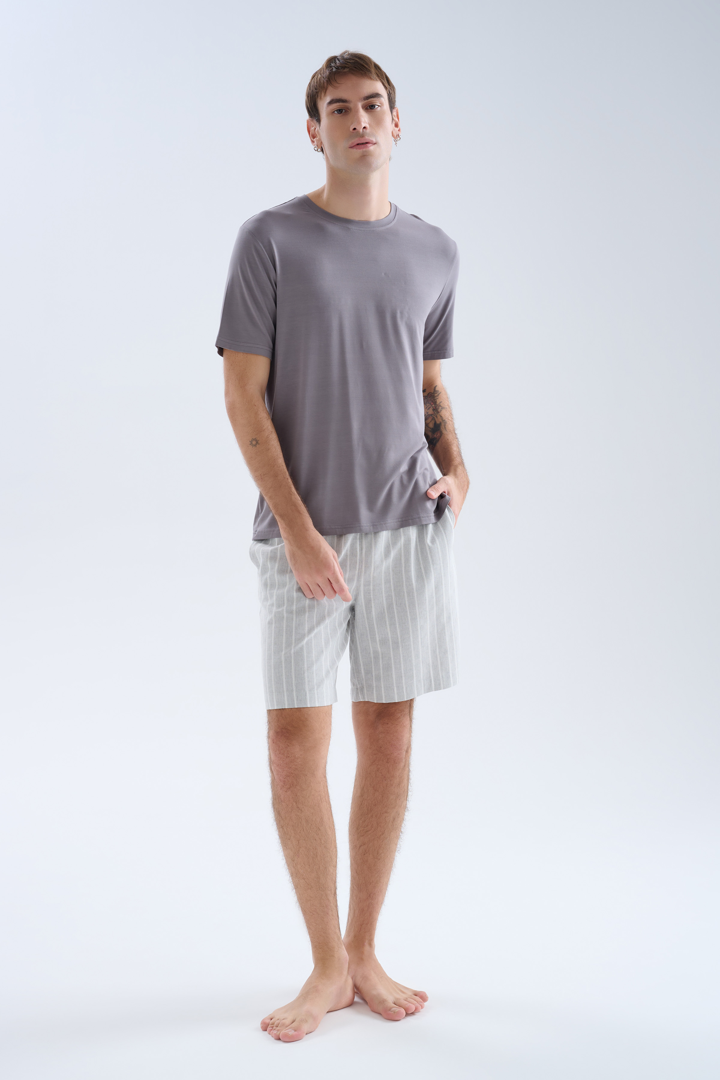 Erkek Viskoz Dokuma Cepli Şort Pijama Altı