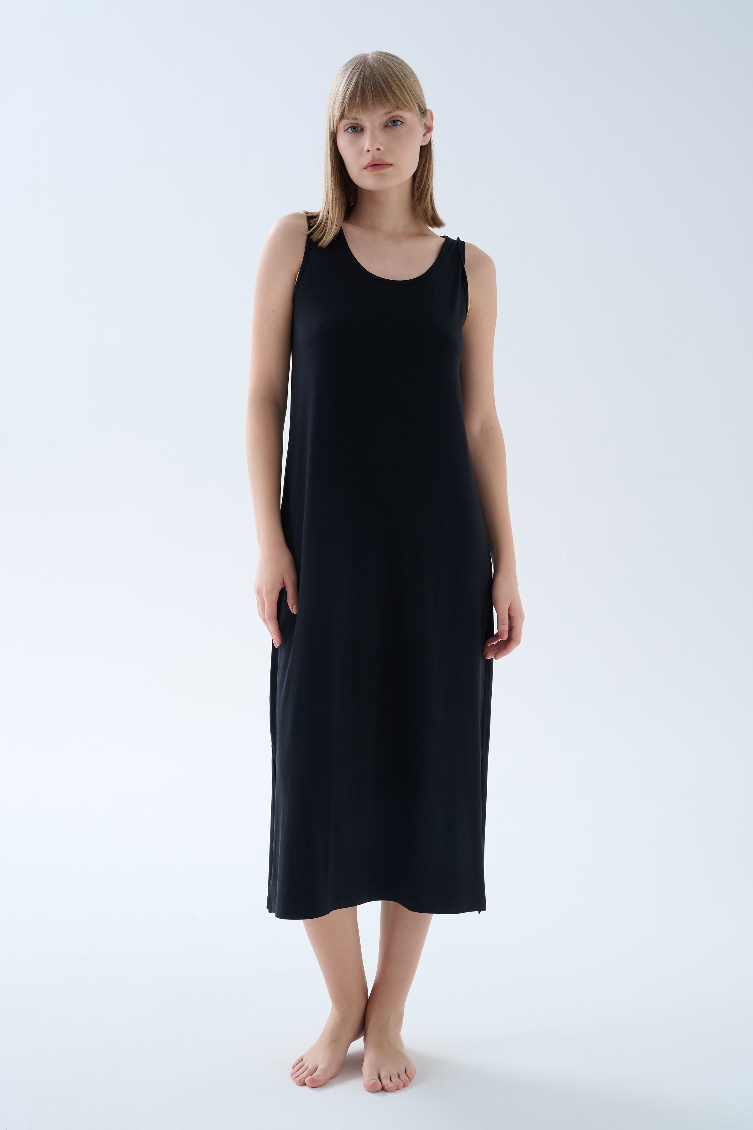 Kadın Modal Kolsuz Kalın Askılı Elbise