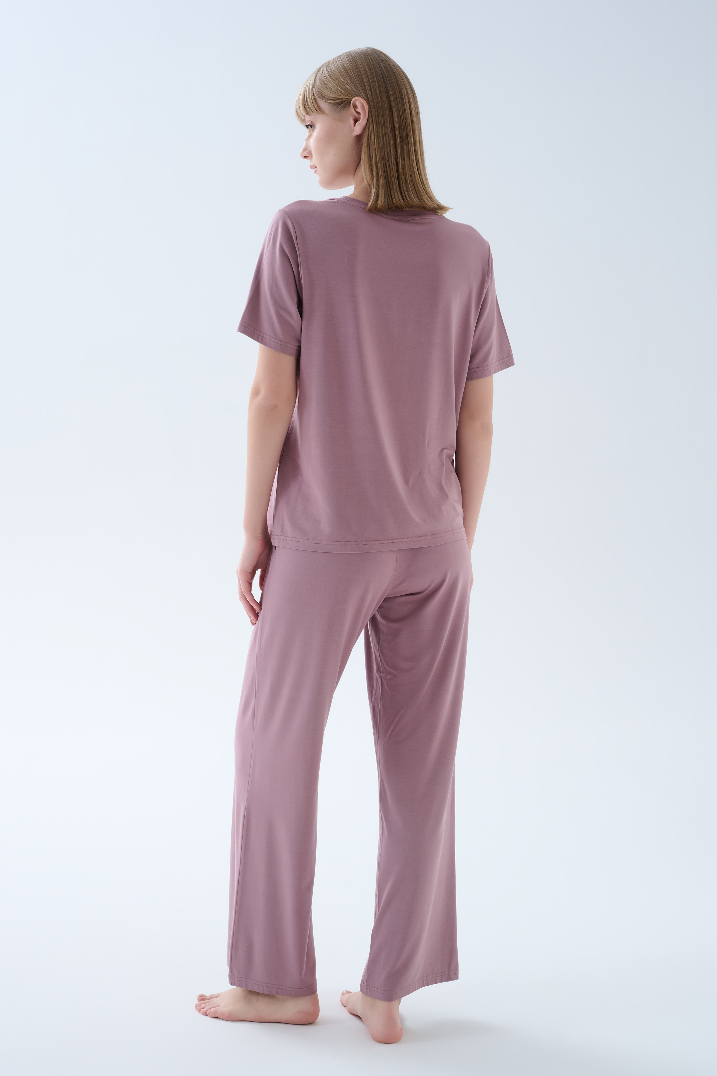 Kadın Modal Kısa Kollu Bisiklet Yaka T-shirt