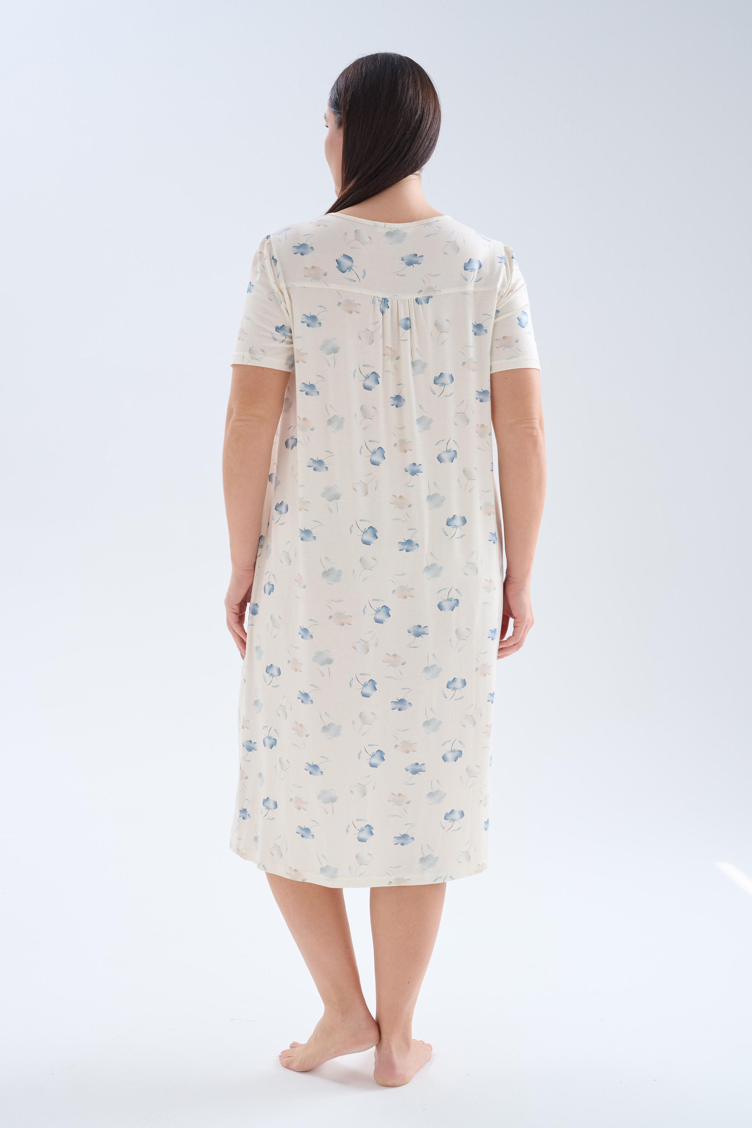 Kadın Plus Size Viskoz Kısa Kollu Patlı Gecelik