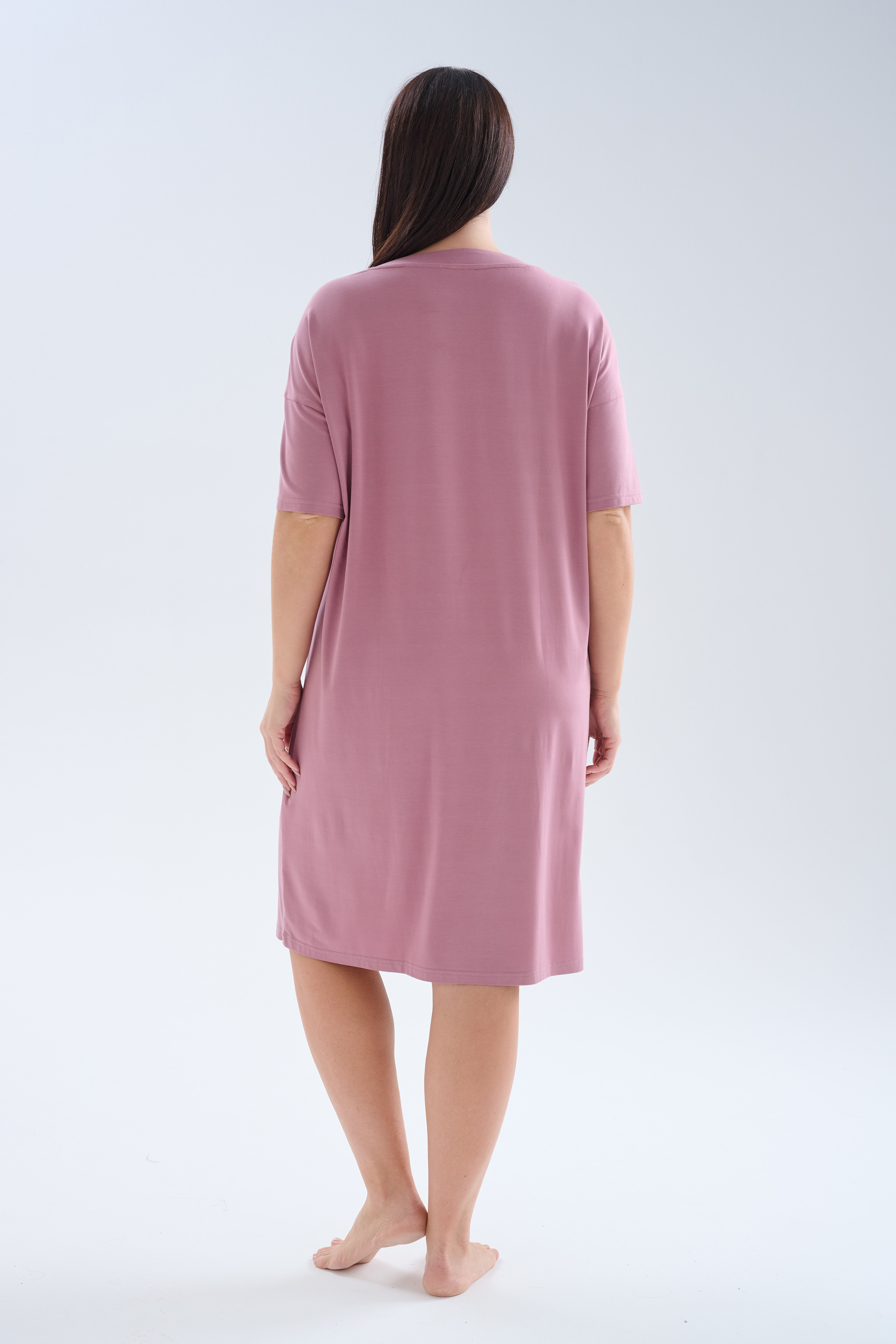 Kadın Plus Size Modal Kısa Kollu V Yaka Elbise