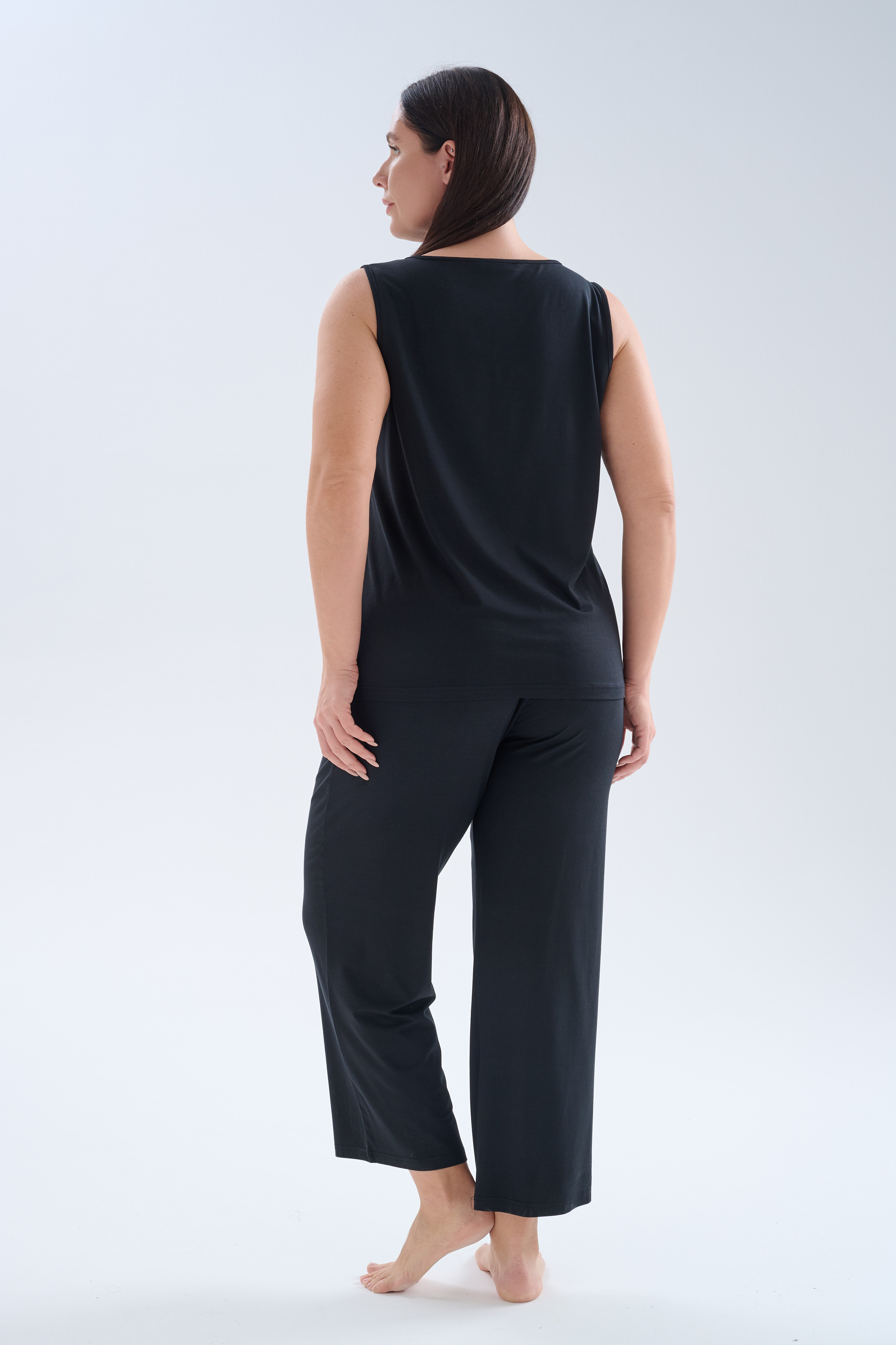 Kadın Plus Size Modal Düğmeli Kısa Kollu Tshirt Uzun Takım