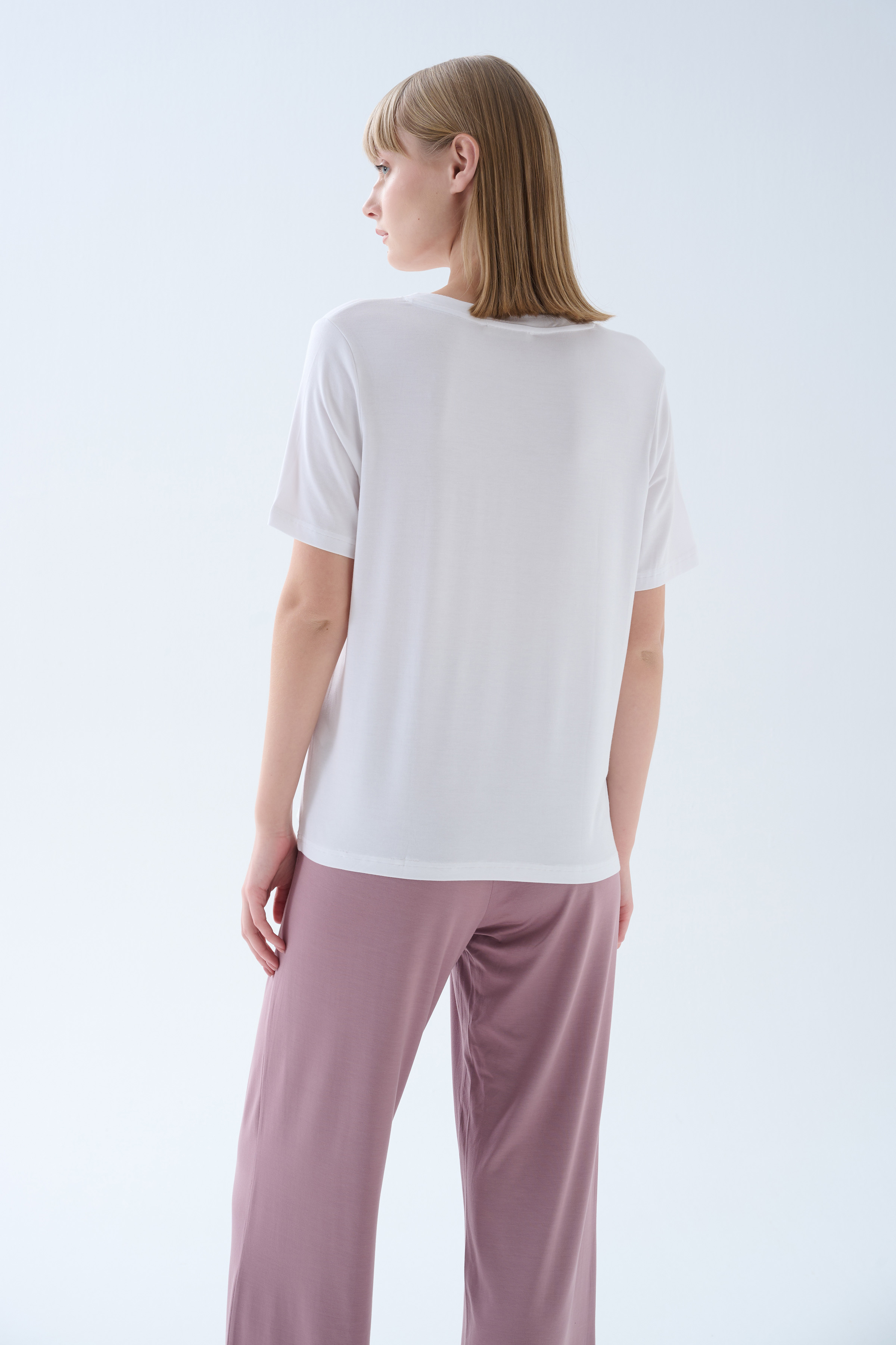 Kadın Modal Kısa Kollu V Yaka T-shirt