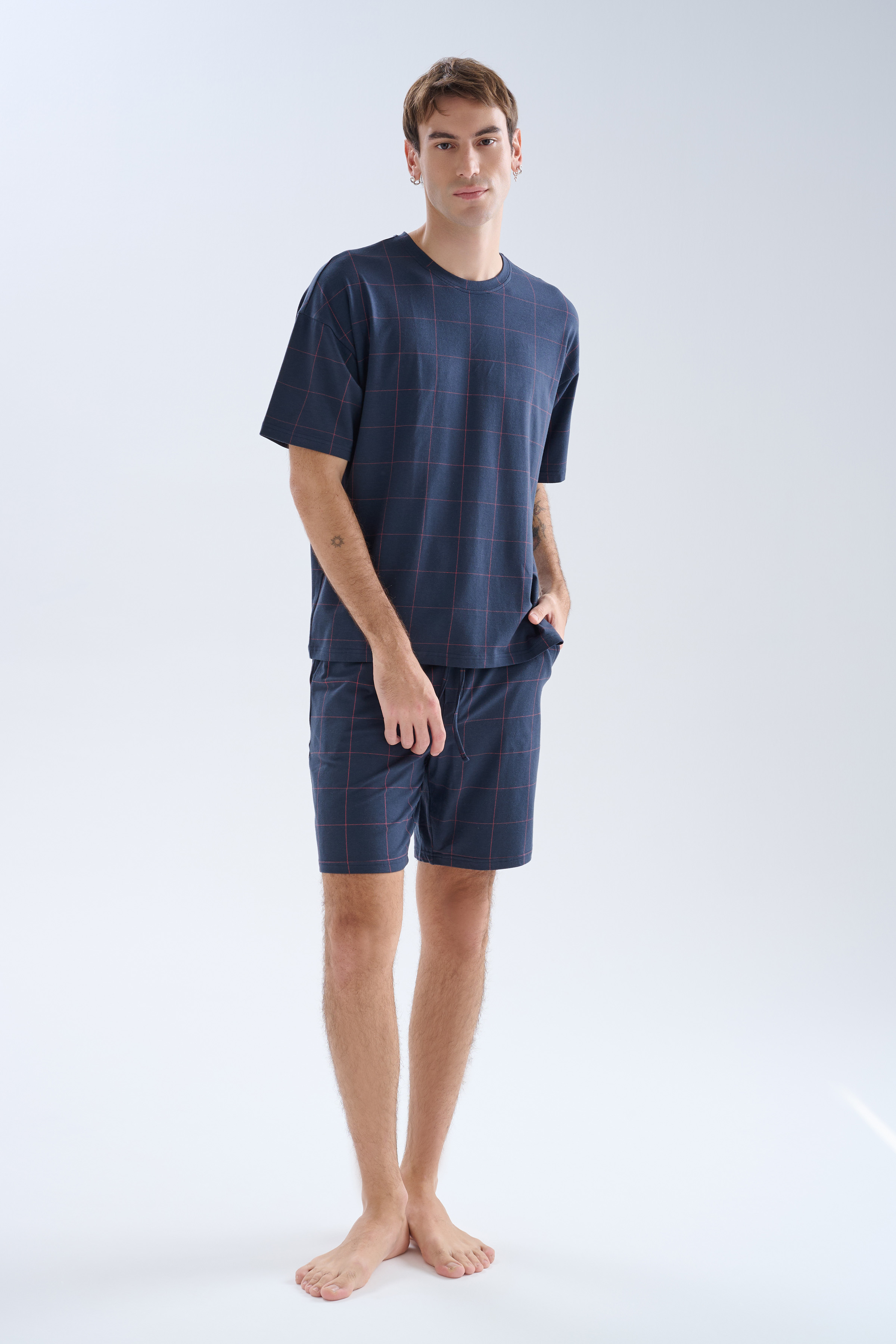 Erkek Modal Kısa Kollu Şortlu Pijama Takımı