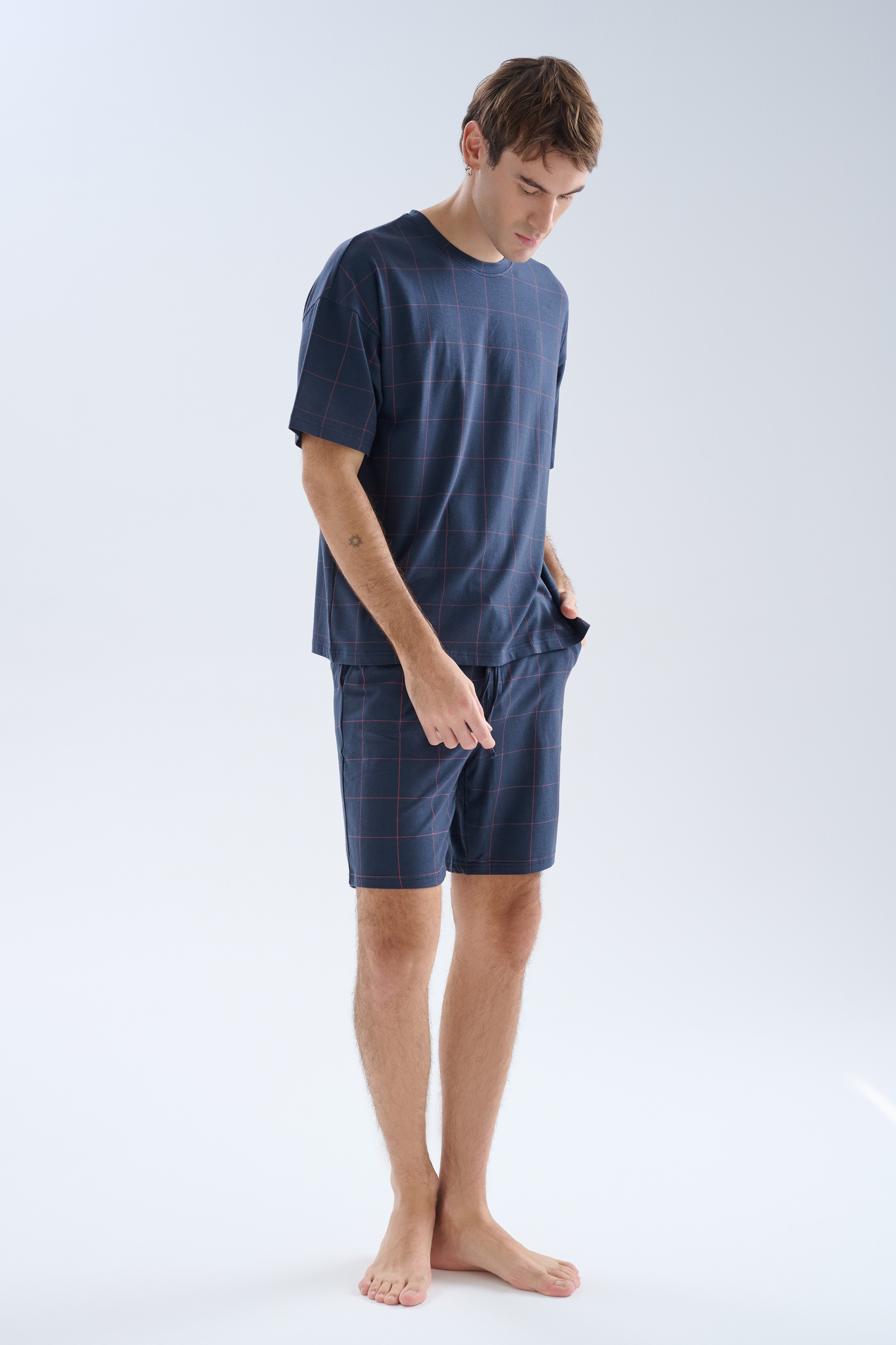 Erkek Modal Kısa Kollu Şortlu Pijama Takımı