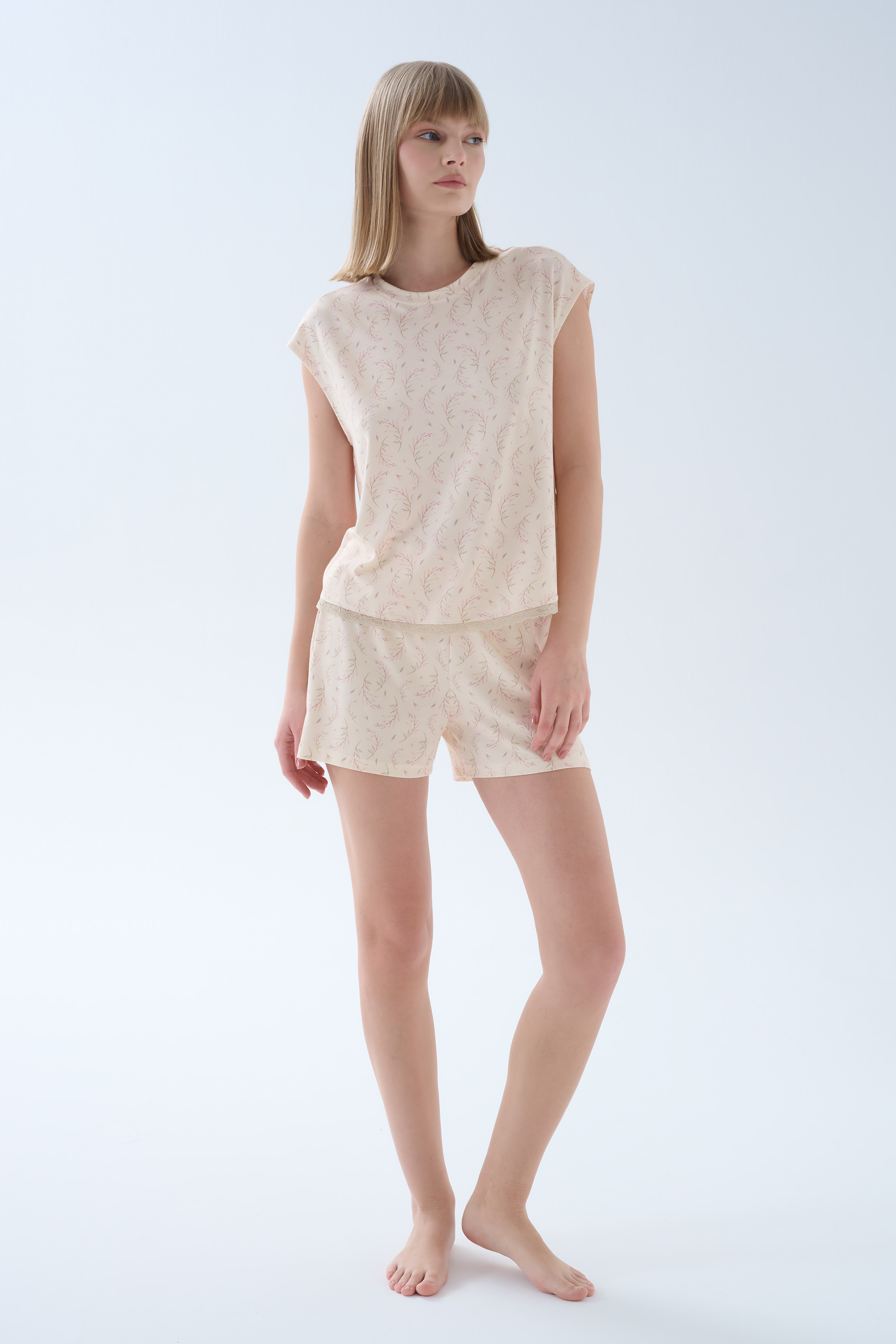 Kadın Viskoz Kolsuz Şortlu Pijama Takımı