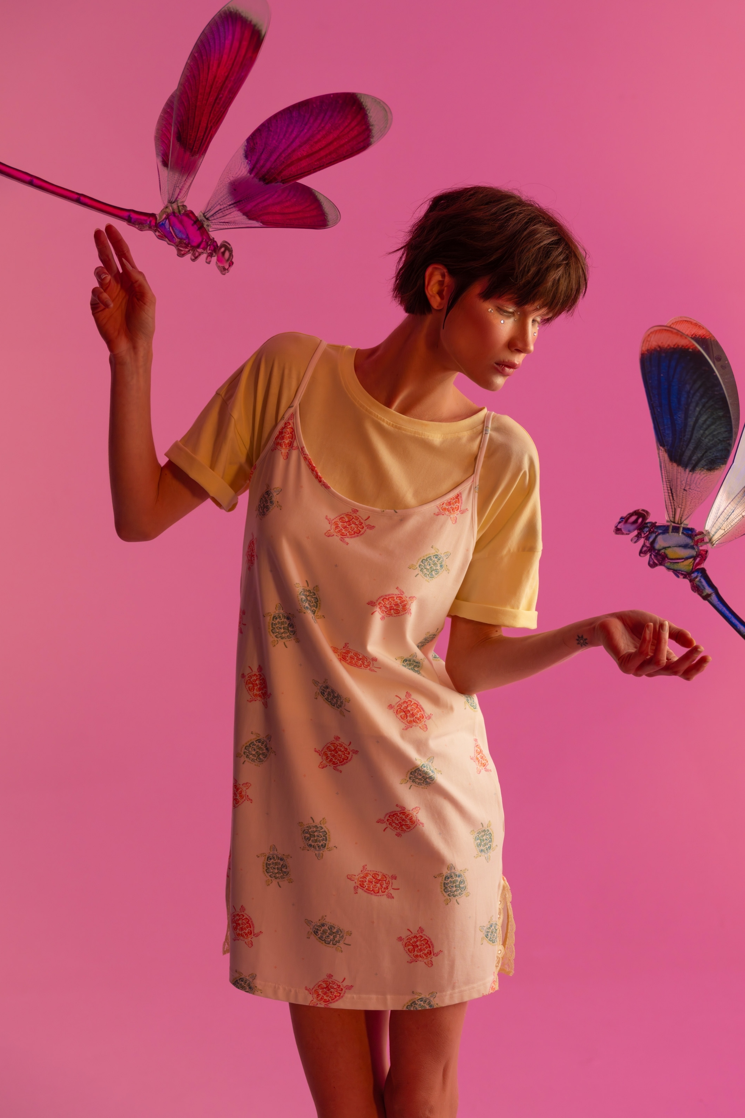 Kadın Pamuklu Ayarlanır İp Askılı Dantelli Gecelik