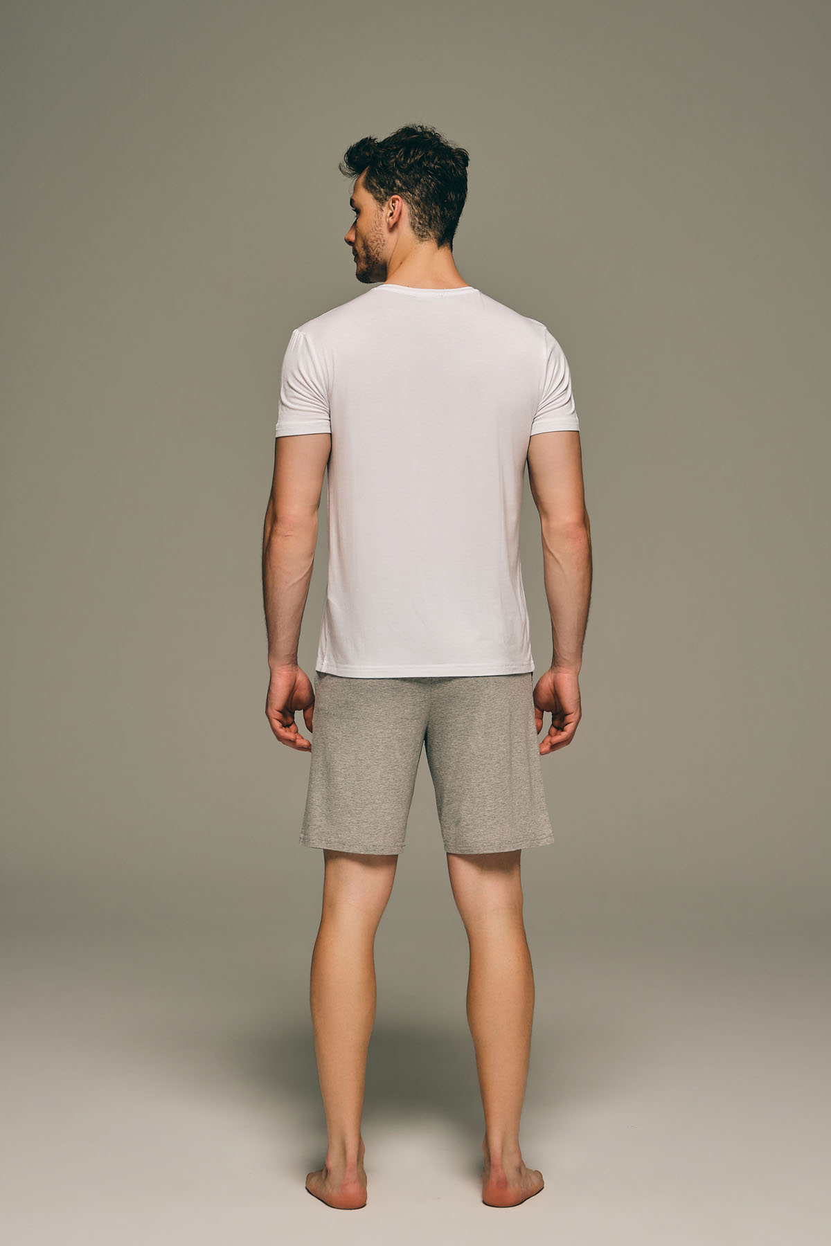 Erkek Modal V Yaka Kısa Kollu T-shirt	