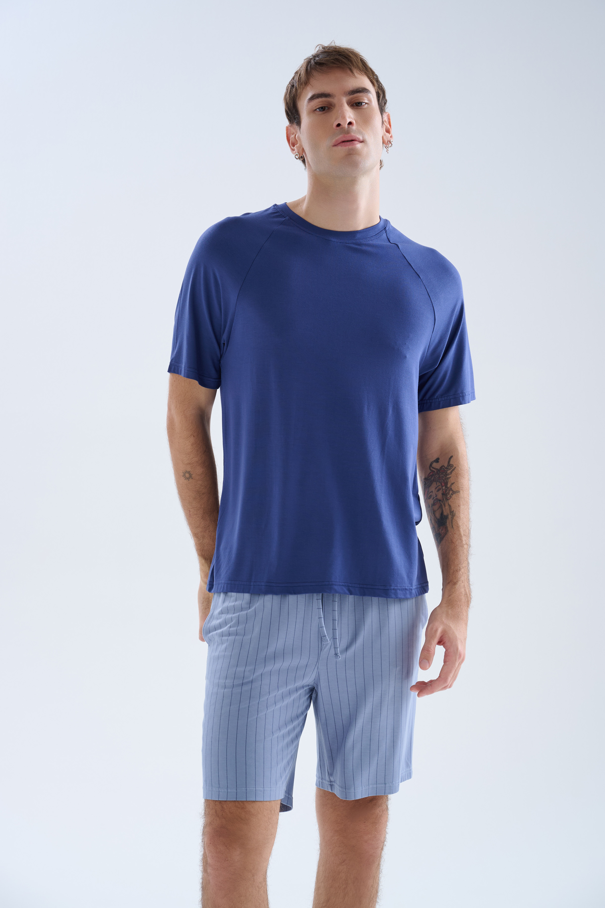 Erkek Viskoz Reglan Kısa Kollu Şortlu Pijama Takımı