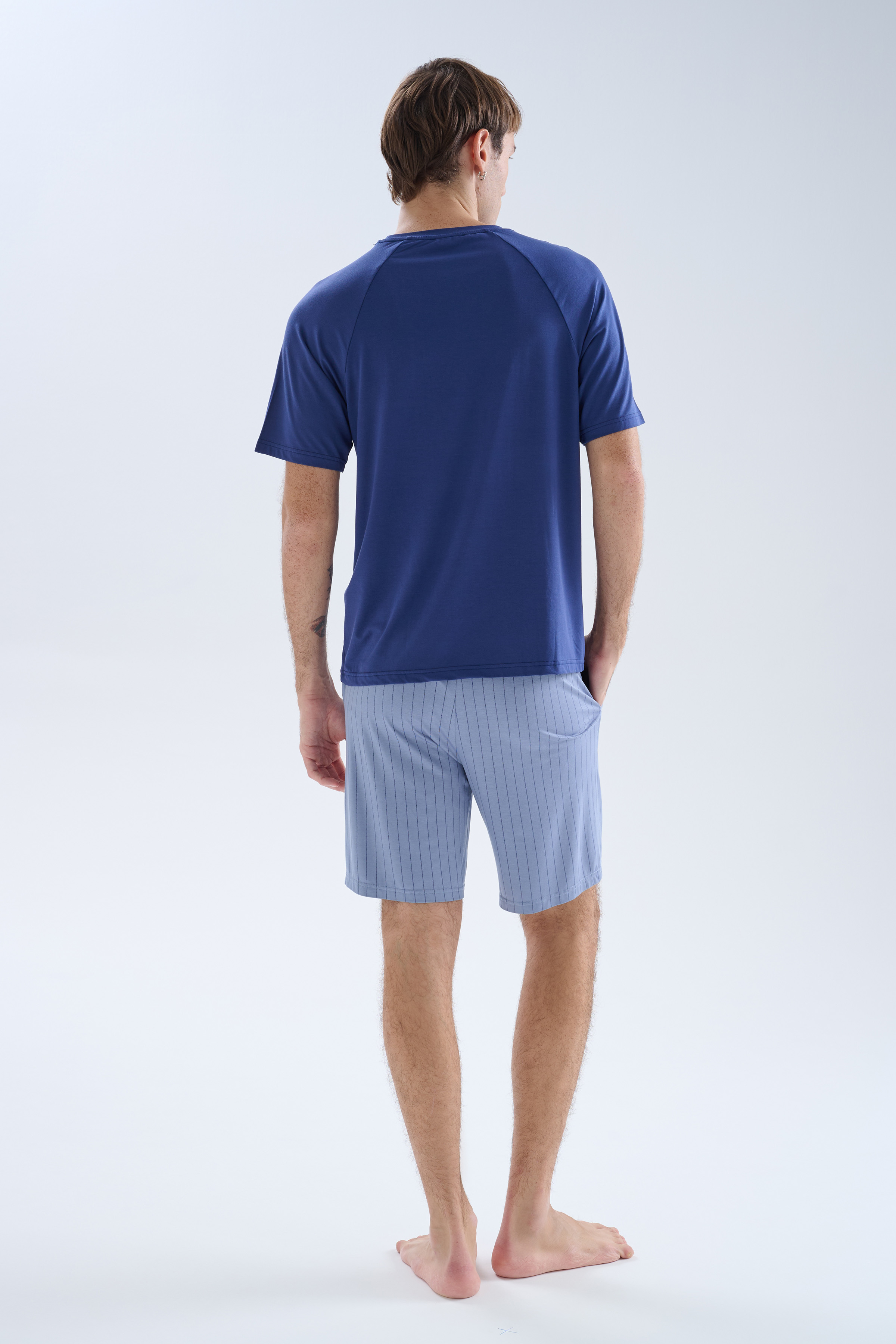 Erkek Viskoz Reglan Kısa Kollu Şortlu Pijama Takımı